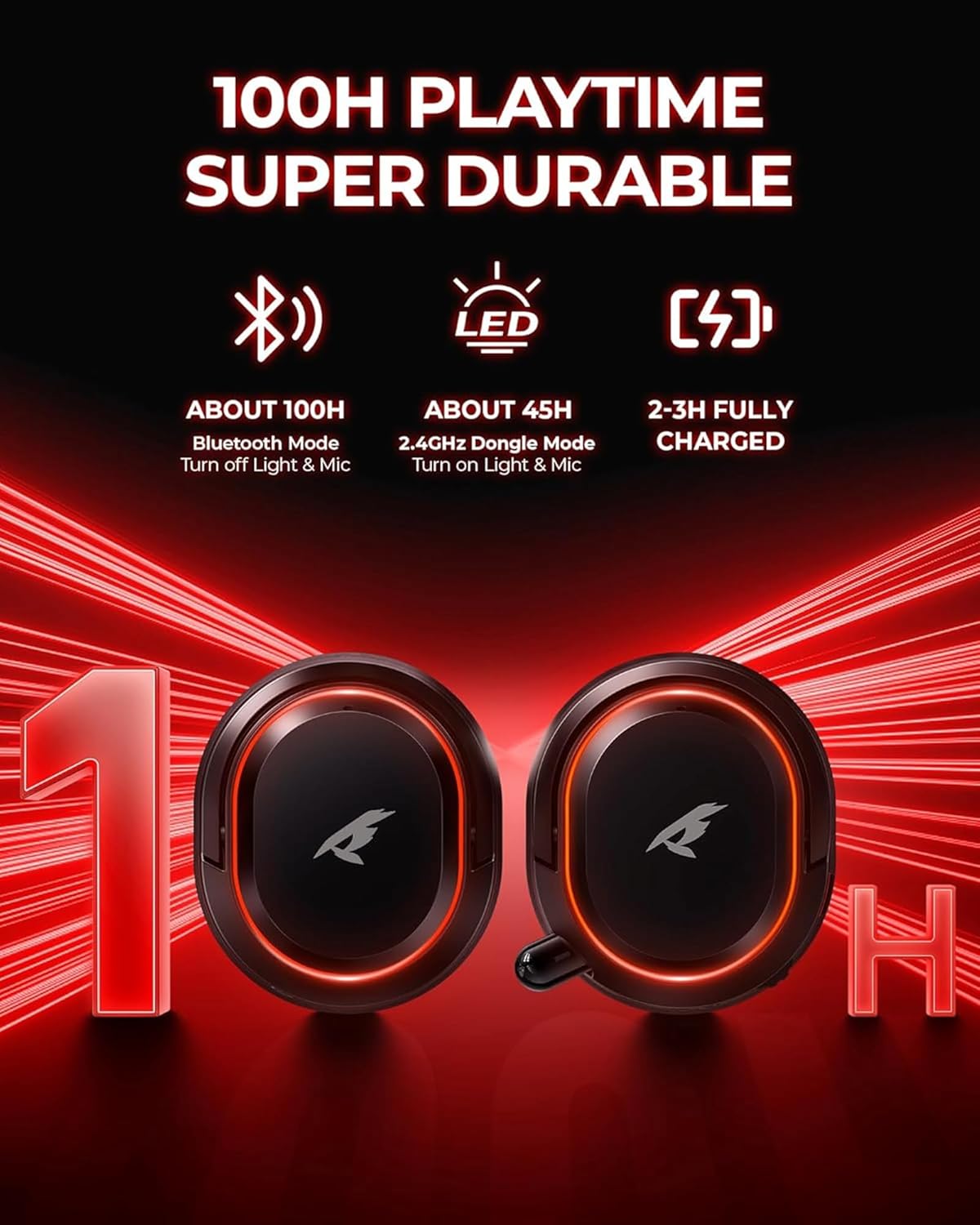 Detalle de Wireless Gaming Headset 7.1, 2.4GHz + Bluetooth 5.4