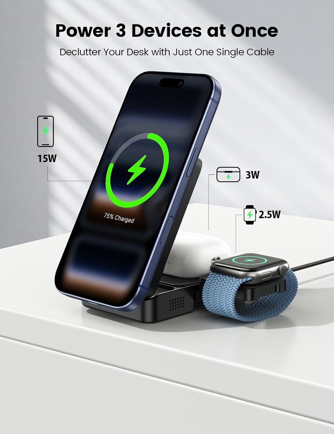 Thumbnail 3 de Lamicall 3 in 1 Wireless Charger Stand
