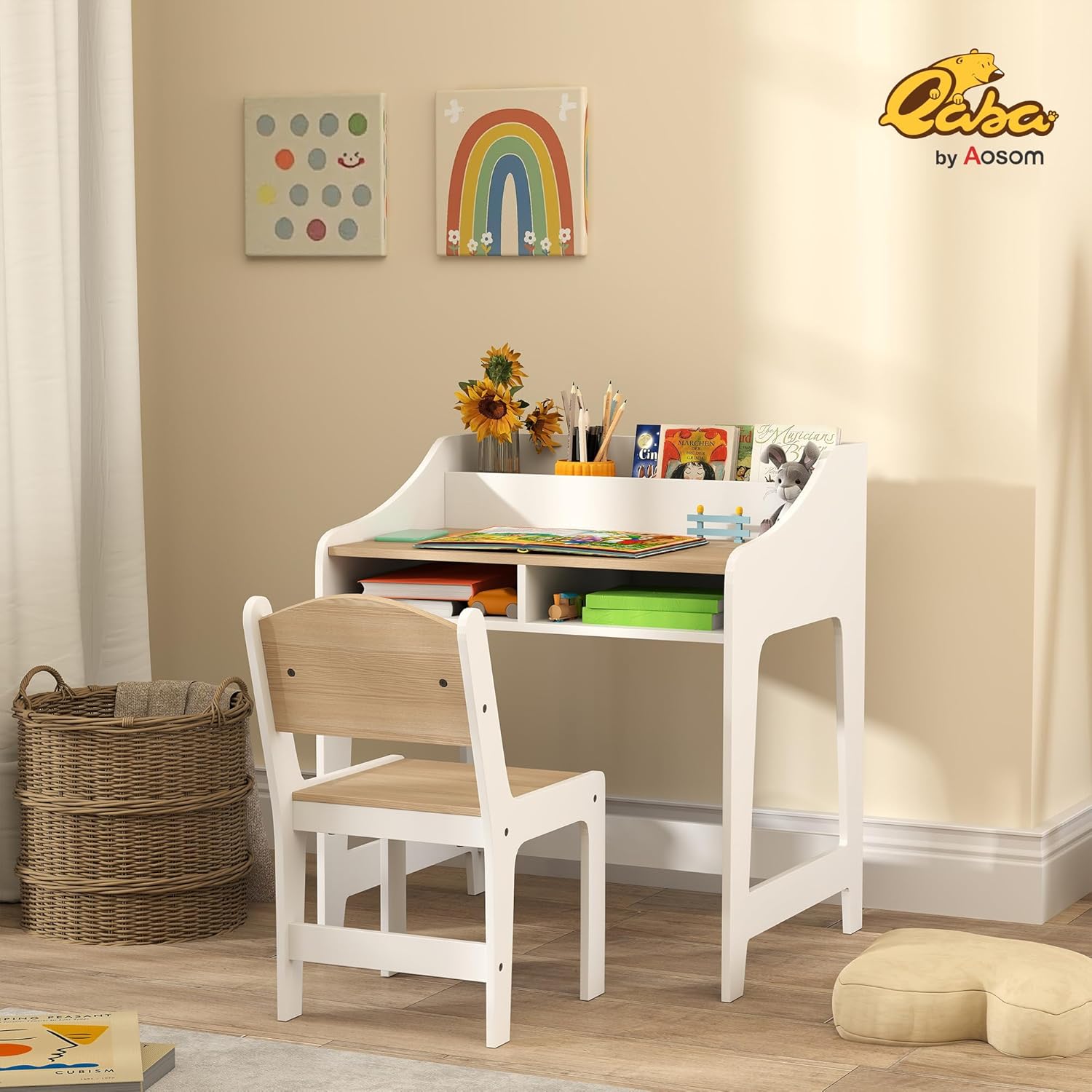 Thumbnail 1 de Ensemble Bureau et Chaise AIYAPLAY pour Enfant 3 à 8 ans – rangement pratique et sécurité