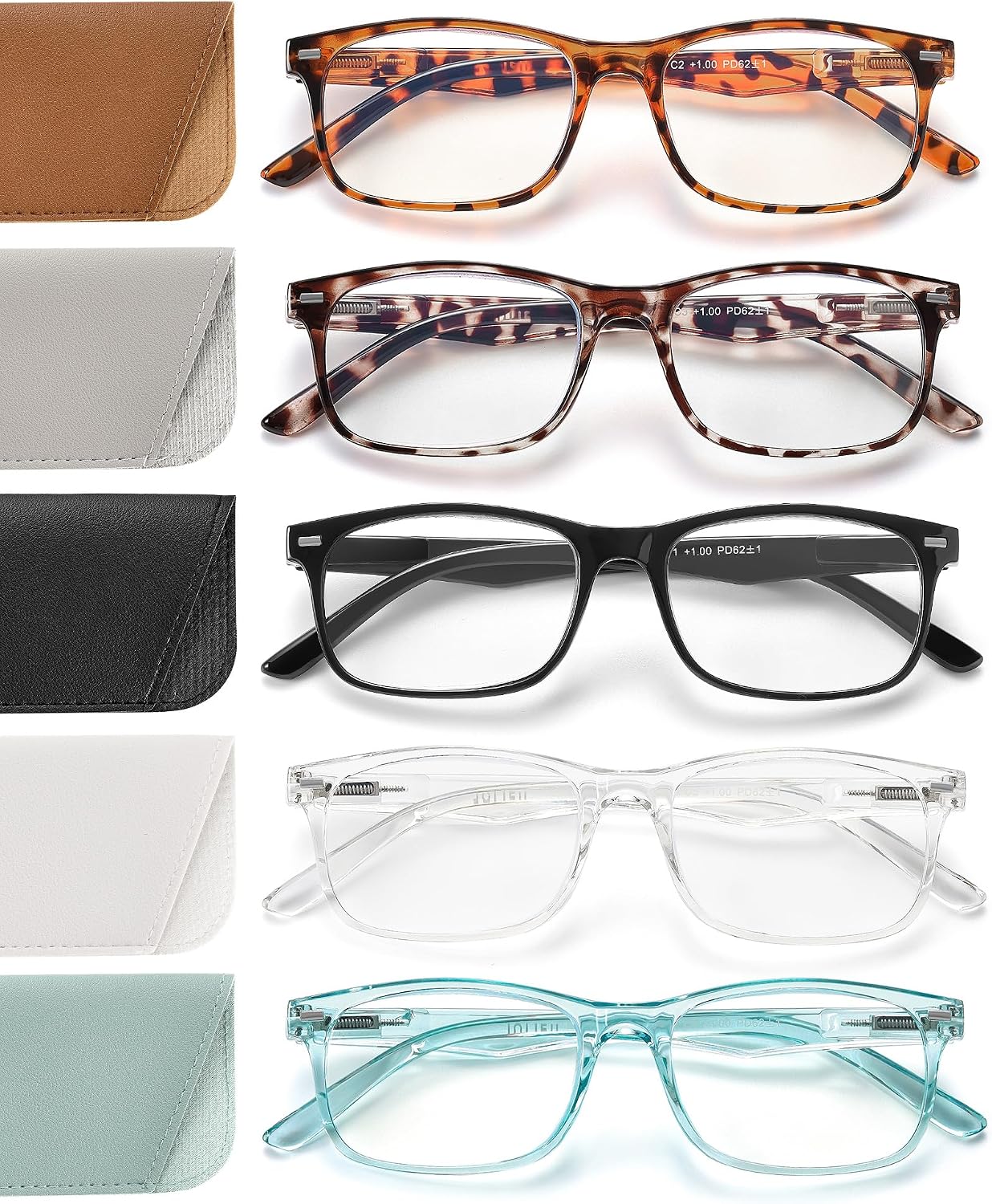 Detalle de JOLISU 5 Pack Reading Glasses for Women with Spring Hinges