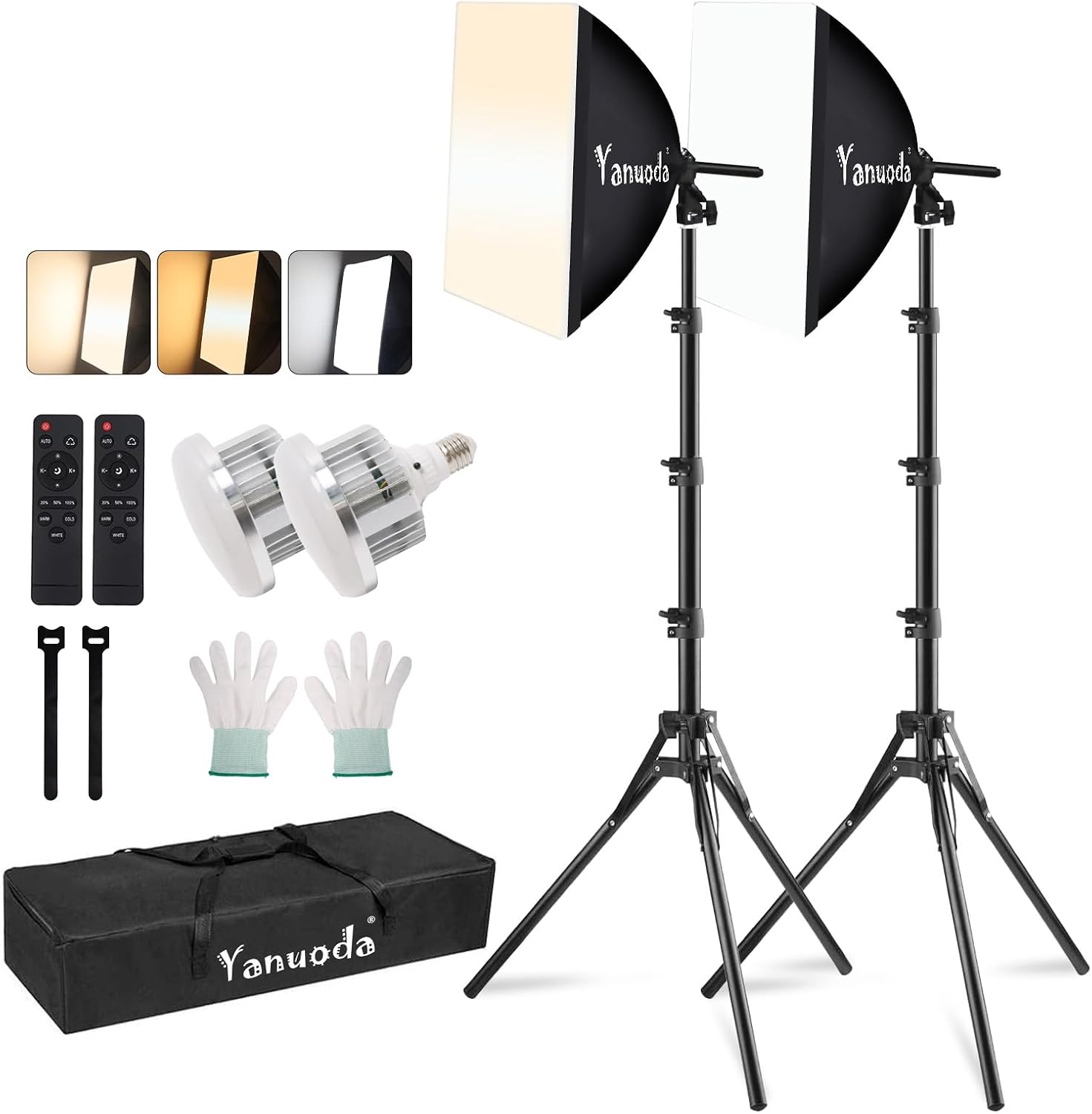 Detalle de Yanuoda Softbox Fotostudio Set 2x 40x40 cm