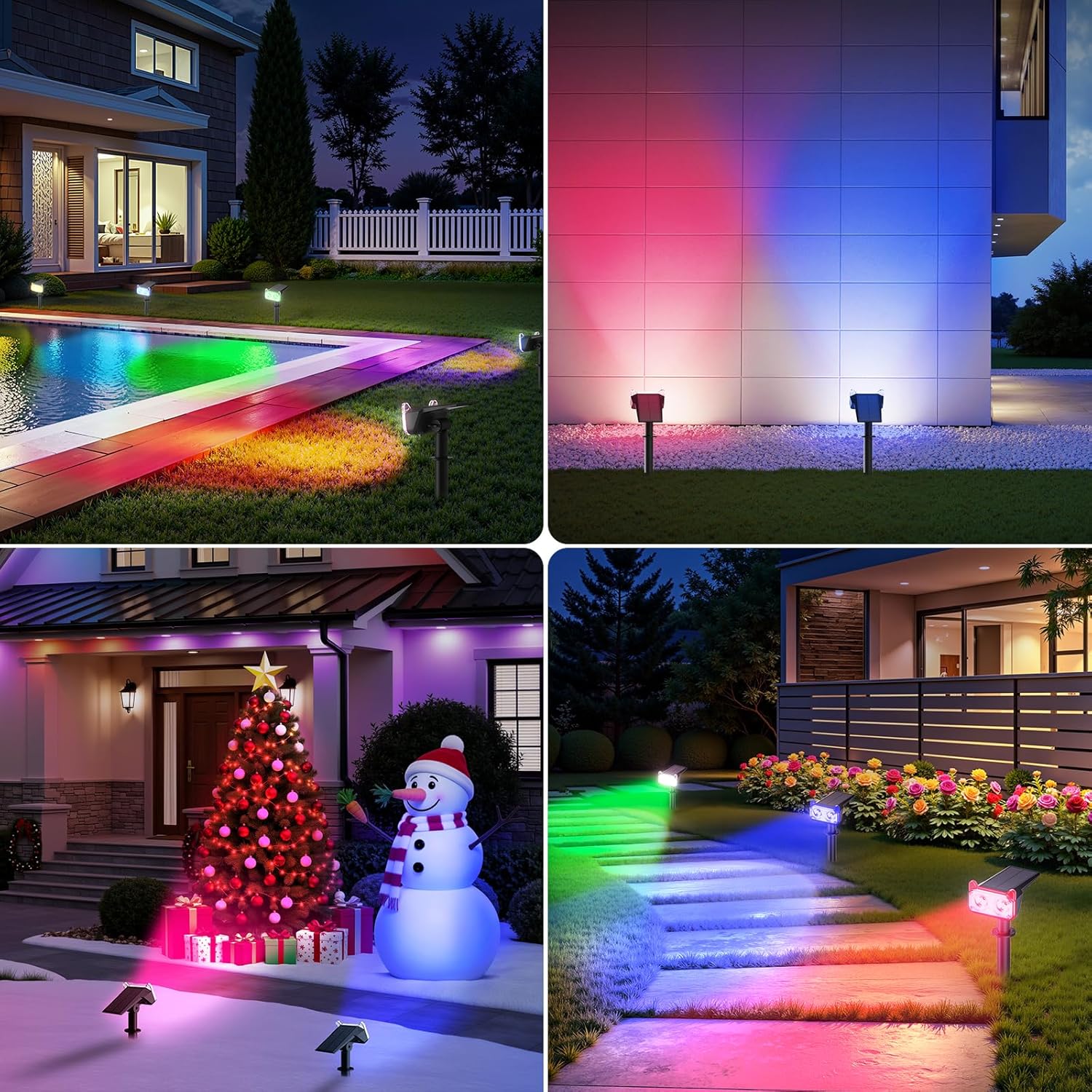 Thumbnail 2 de GEARLITE 4er-Set bunte Solarlampen für außen mit RGB & 8 Modi, 800 lm, IP65
