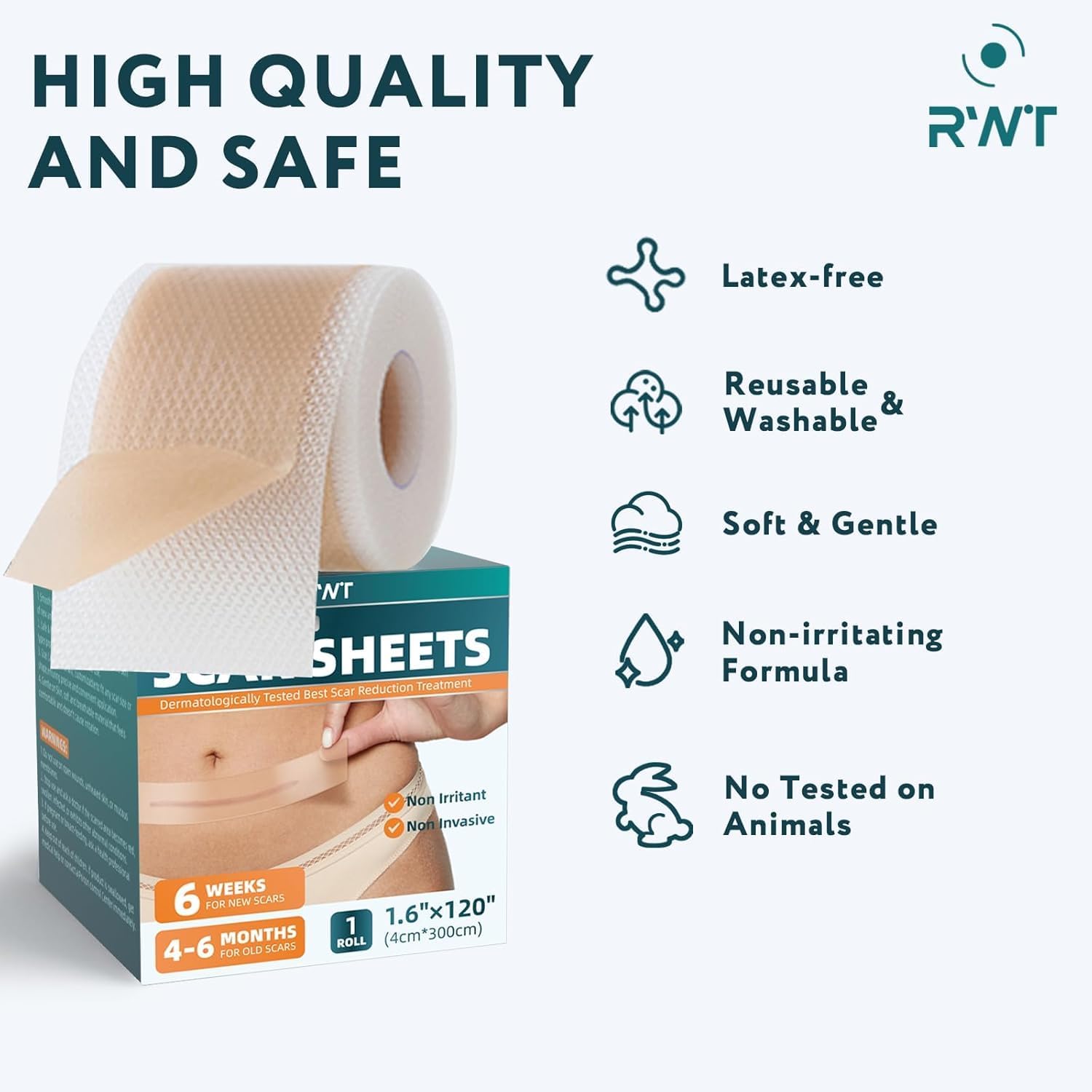 Detalle 1 de Silicone Scar Tape Roll, 120" x 1.6", Reusable and Washable