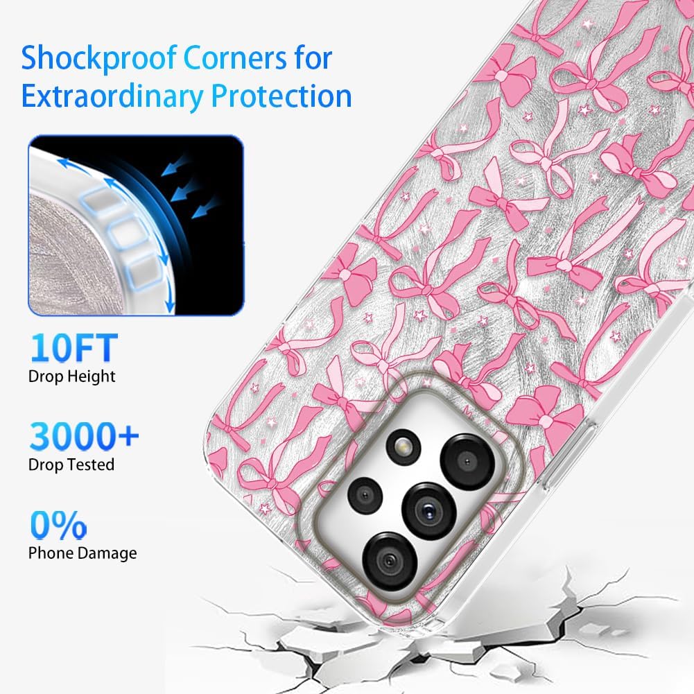 Detalle 2 de Tedyhulle Hülle für Samsung Galaxy A52 5G / A52 4G / A52S 5G – Rosa Cartoon Schleife, Dünn, Stoßfest und Soft TPU
