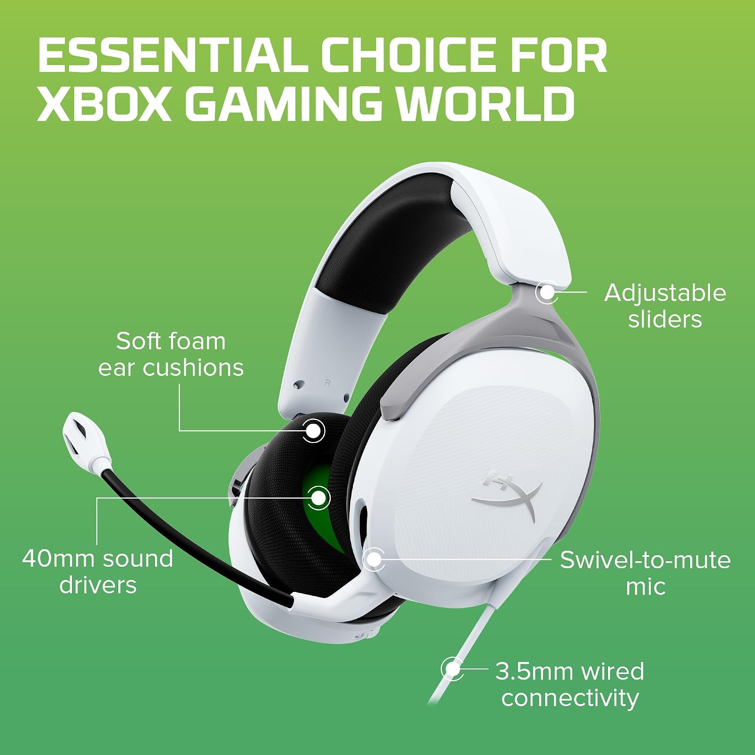 Thumbnail 6 de HyperX CloudX Stinger II Core: cuffie gaming con microfono e cavo 3,5 mm per Xbox (bianco)