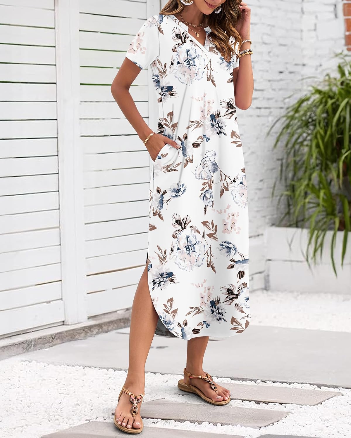Thumbnail 1 de MISFAY Women's Summer Maxi Dress 2026: Casual V-Neck Sleeveless Loose Sundress with Pockets