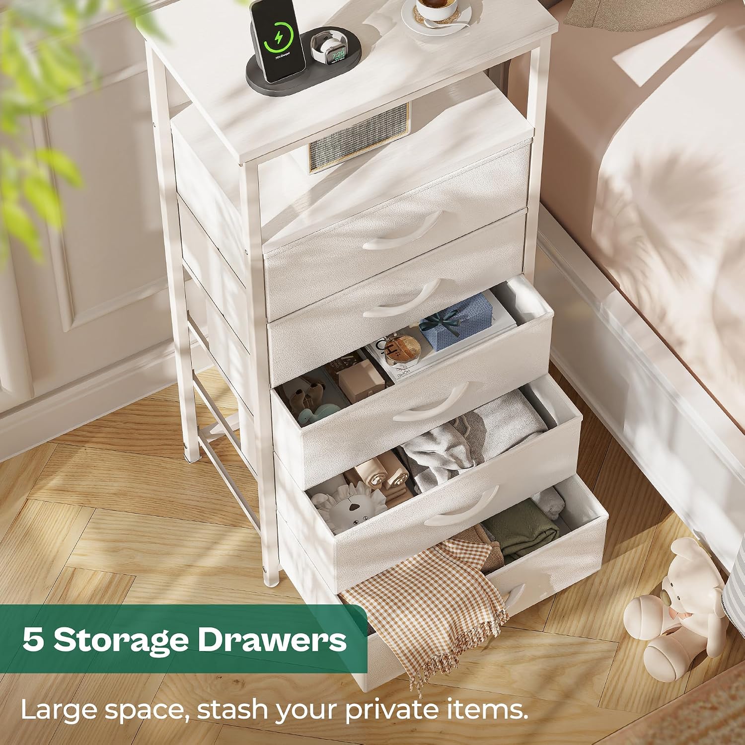 Detalle 2 de Huuger 5-Drawer Tall Dresser with Charging Station