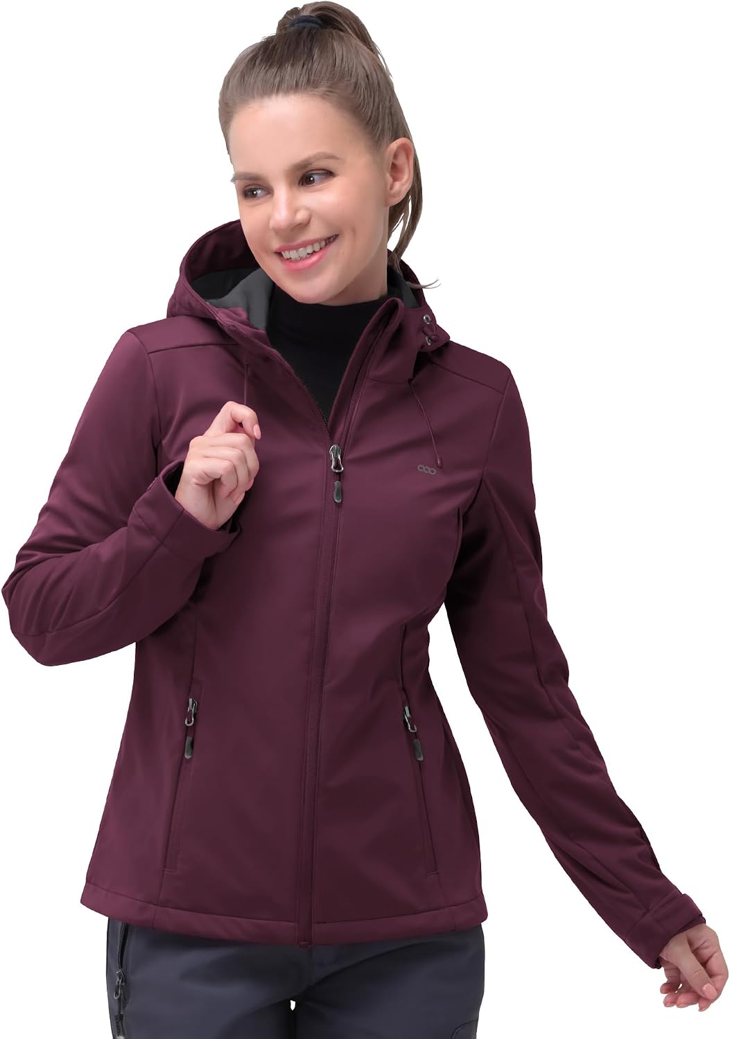 Detalle de 33,000ft Damen Softshelljacke – Wasserdichte, winddichte Funktionsjacke mit Kapuze