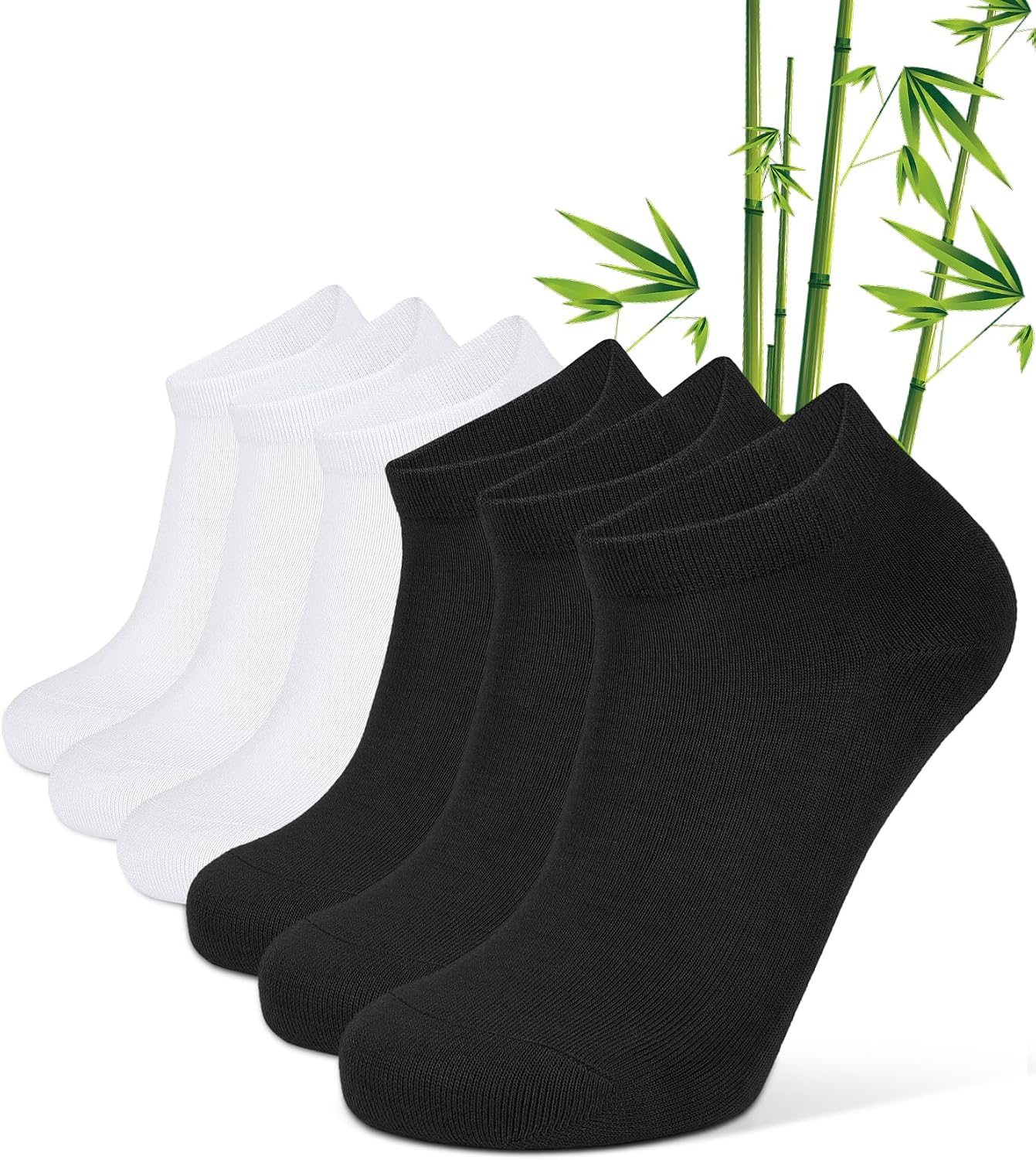 Detalle de CLOSEMATE 6 Pairs Bamboo Viscose Trainer Ankle Socks – Breathable, Non-Slip & Reinforced