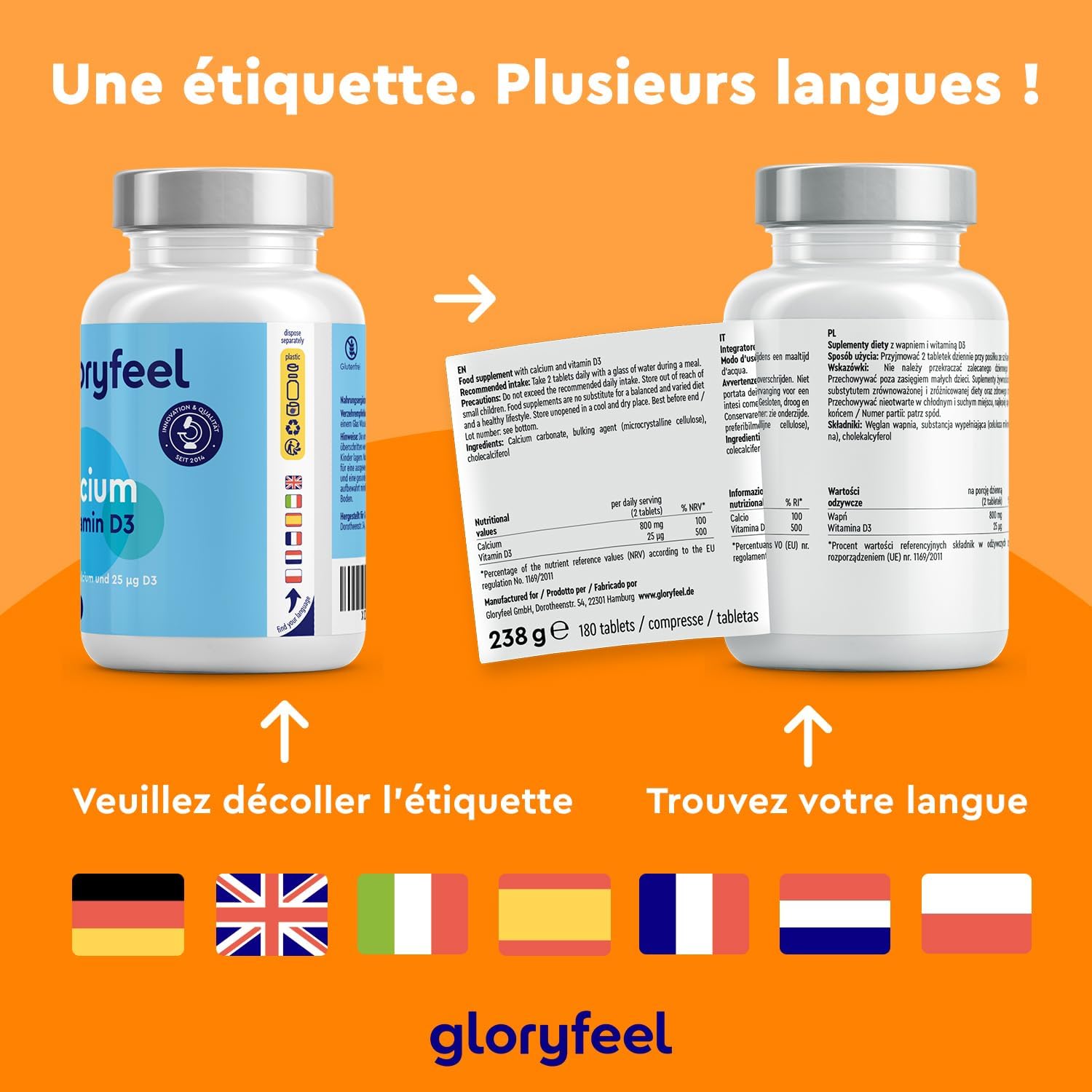 Thumbnail 5 de Gloryfeel Calcium et Vitamine D3 800 mg đź’Š