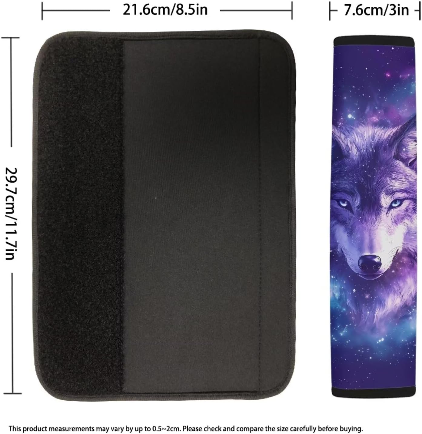 Thumbnail 4 de Wanyint Wolf Galaxy Violet car seat belt pads (2-pack) – soft breathable strap shoulder cushions