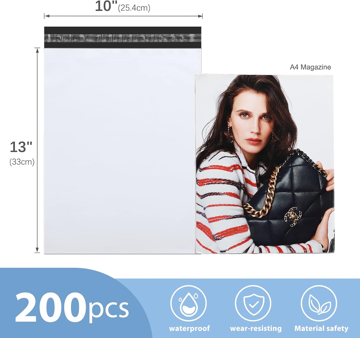 Thumbnail 4 de METRONIC 10x13 Poly Mailers, 200-Pack White Waterproof Self-Seal Bags