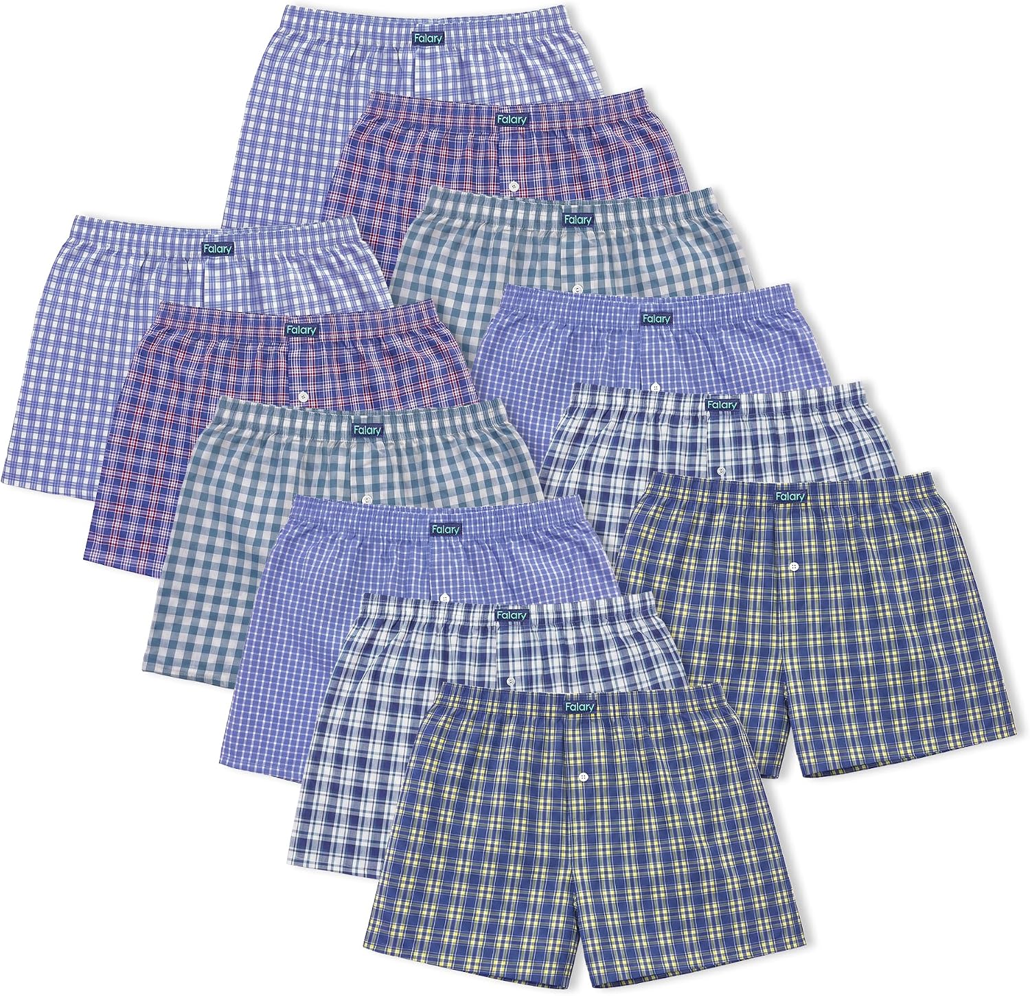 Thumbnail 6 de FALARY Herren Boxershorts locker geschnitten, kariert – 6er-Pack
