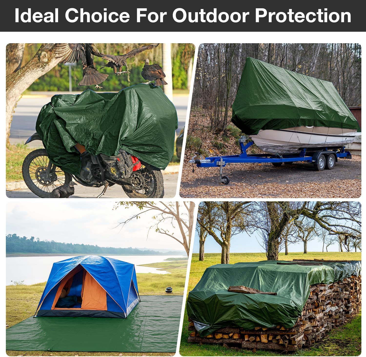 Thumbnail 4 de Pattiumo Tarp Waterproof 10 x 20 FT 14 Mil Heavy-Duty Multipurpose Tarp (Dual Color, UV/All-Weather) – Green/Brown