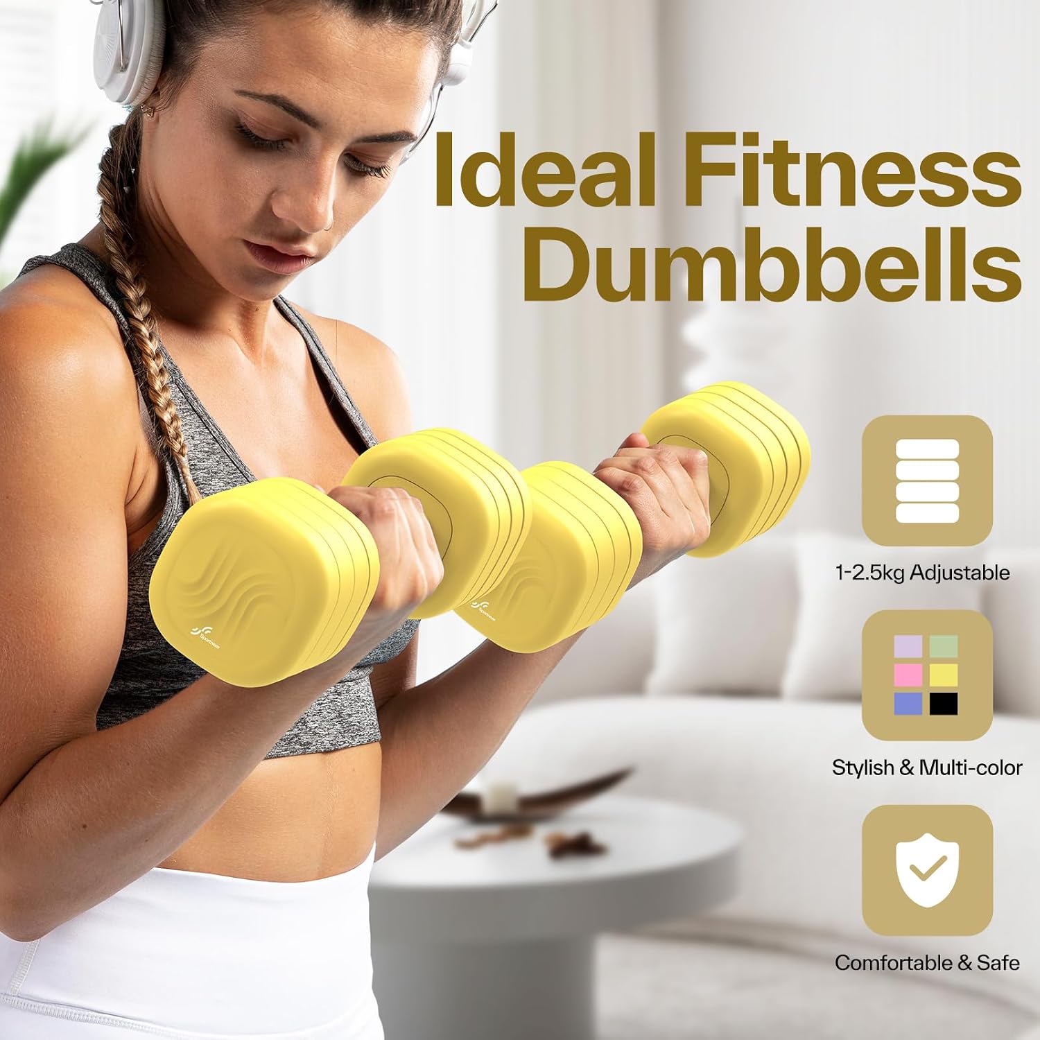 Detalle 2 de Sportneer Verstellbare Hanteln Frauen Set 2x2,5 kg