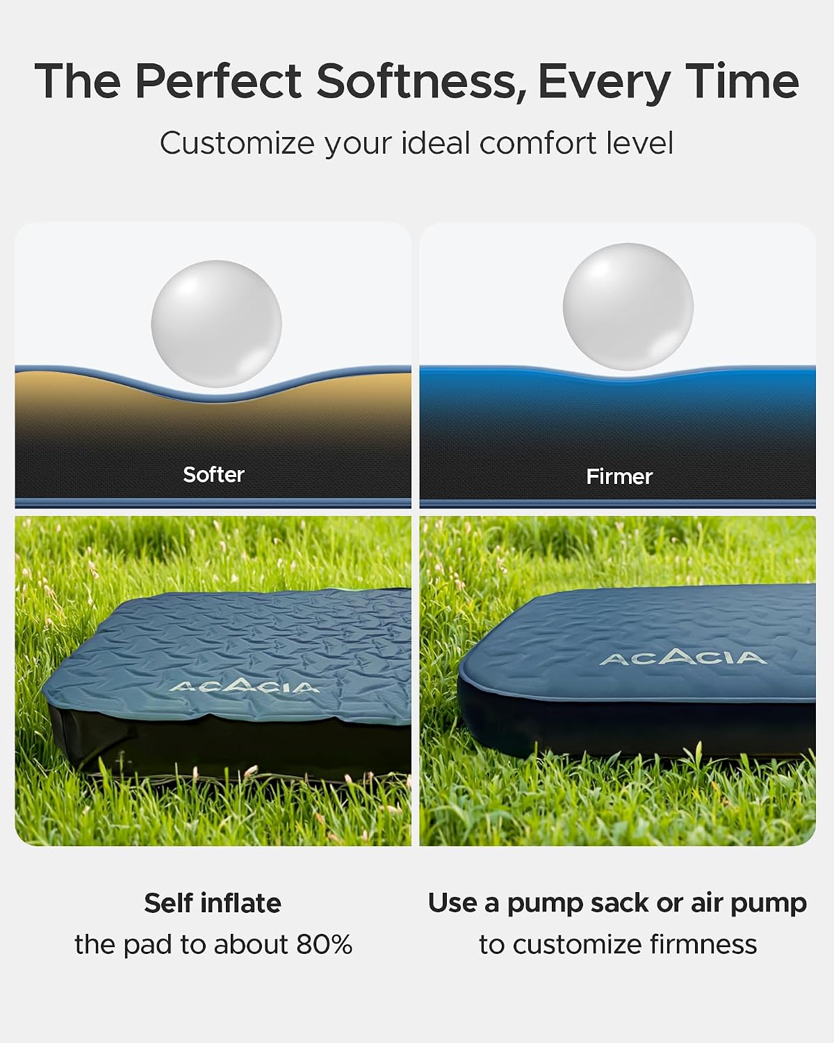 Detalle 1 de ACACIA SG27BU1 Self-Inflating Sleeping Pad, 4.3-Inch Foam, R-Value 6
