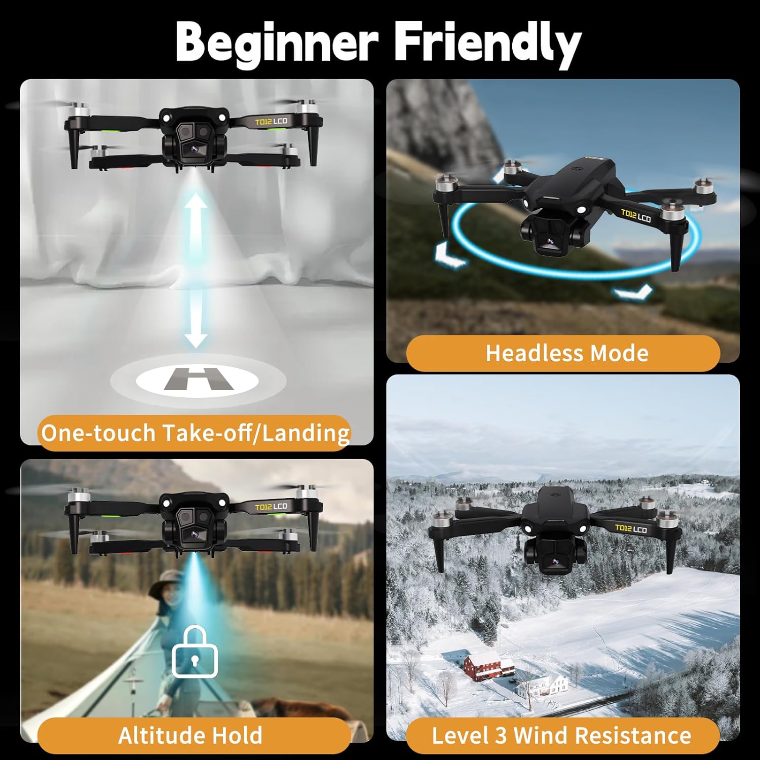 Detalle de Toladrone TD12LCD drone pieghevole con telecamera 4K e trasmissione su schermo LCD