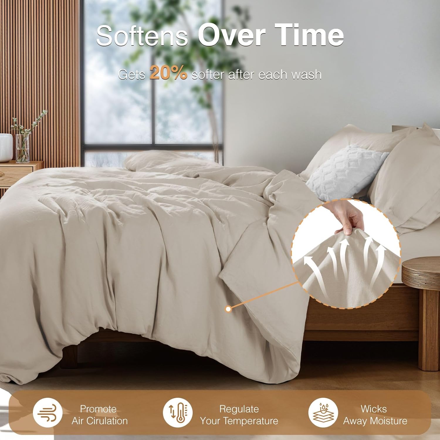 Thumbnail 4 de SONORO Kate 100% French Linen Duvet Cover – Queen Size