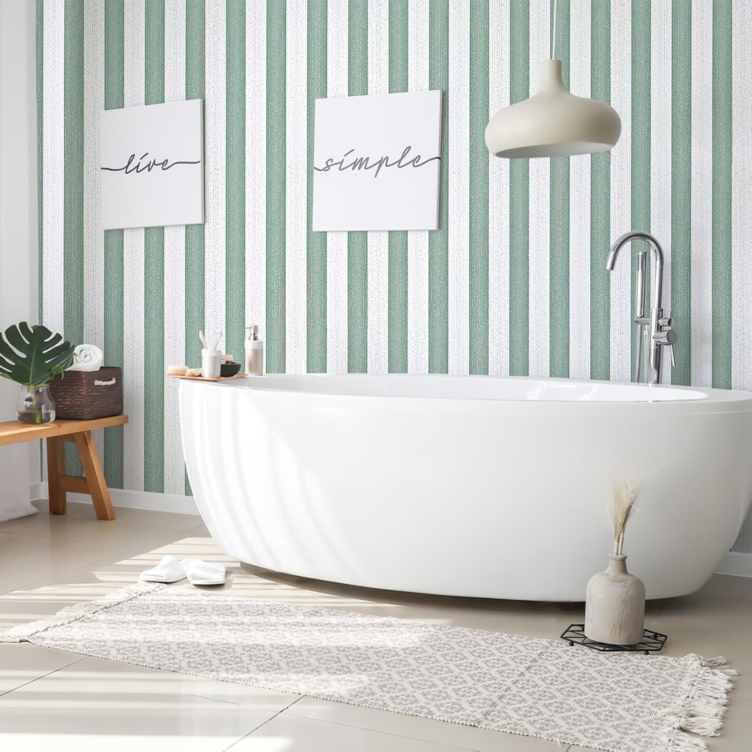 Detalle de HorryHaus striped peel-and-stick wallpaper, 15.7 in