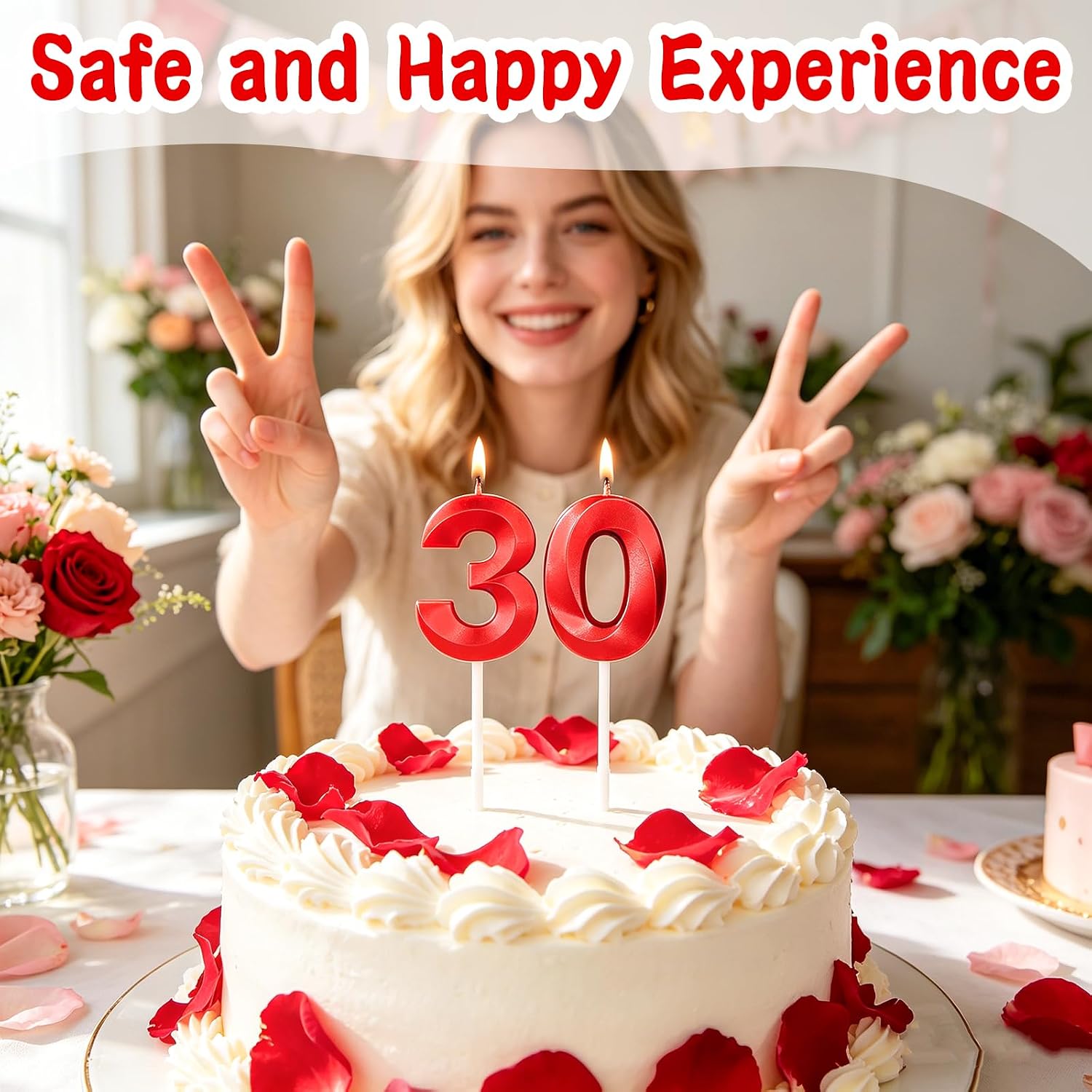 Detalle de Yiran 3D Birthday Candles – Red 77th Number Candles (2 x 7) for Cakes