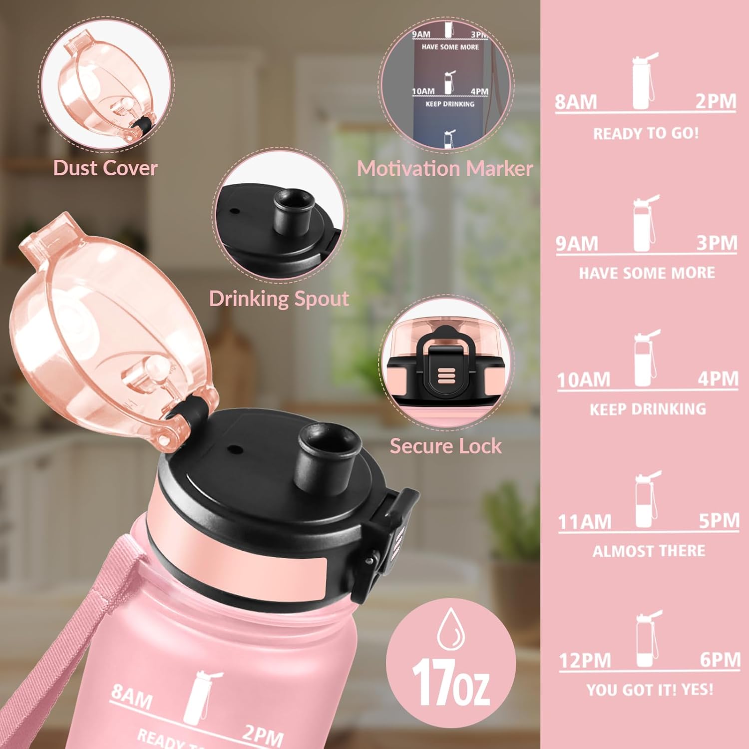 Detalle de HoneyHolly Gourde 500ML gourde réutilisable pour sport 🚰