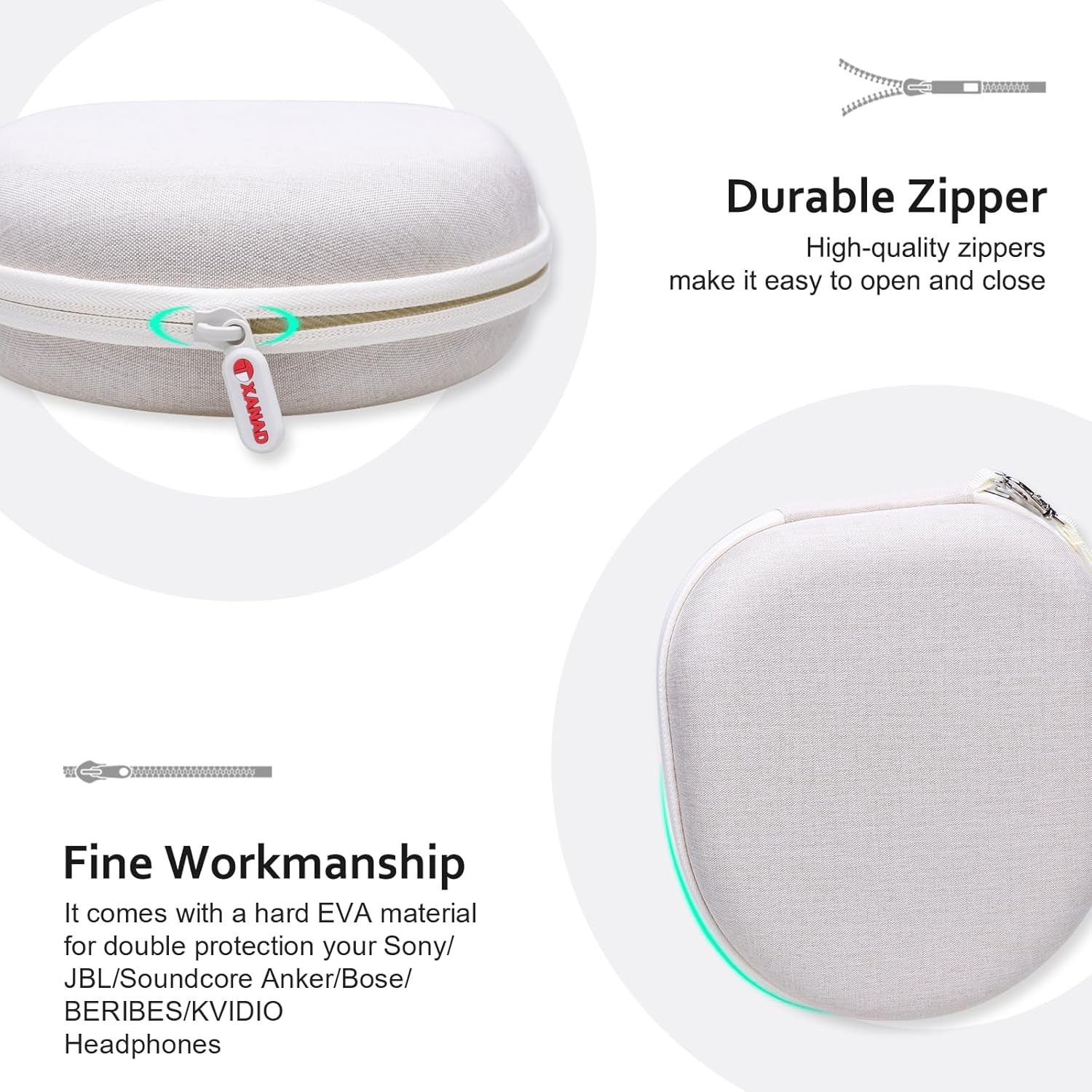 Thumbnail 4 de XANAD Kopfhörer Tasche – Universelle EVA‑Hülle für JBL Tune 530BT … 660BTNC, Sony, Soundcore, Weiß