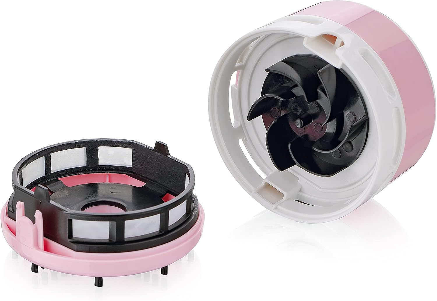 Detalle de Peach Mini Staubsauger PA105 – batteriebetrieben (2× AA), pink für Tisch, Tastatur & Auto