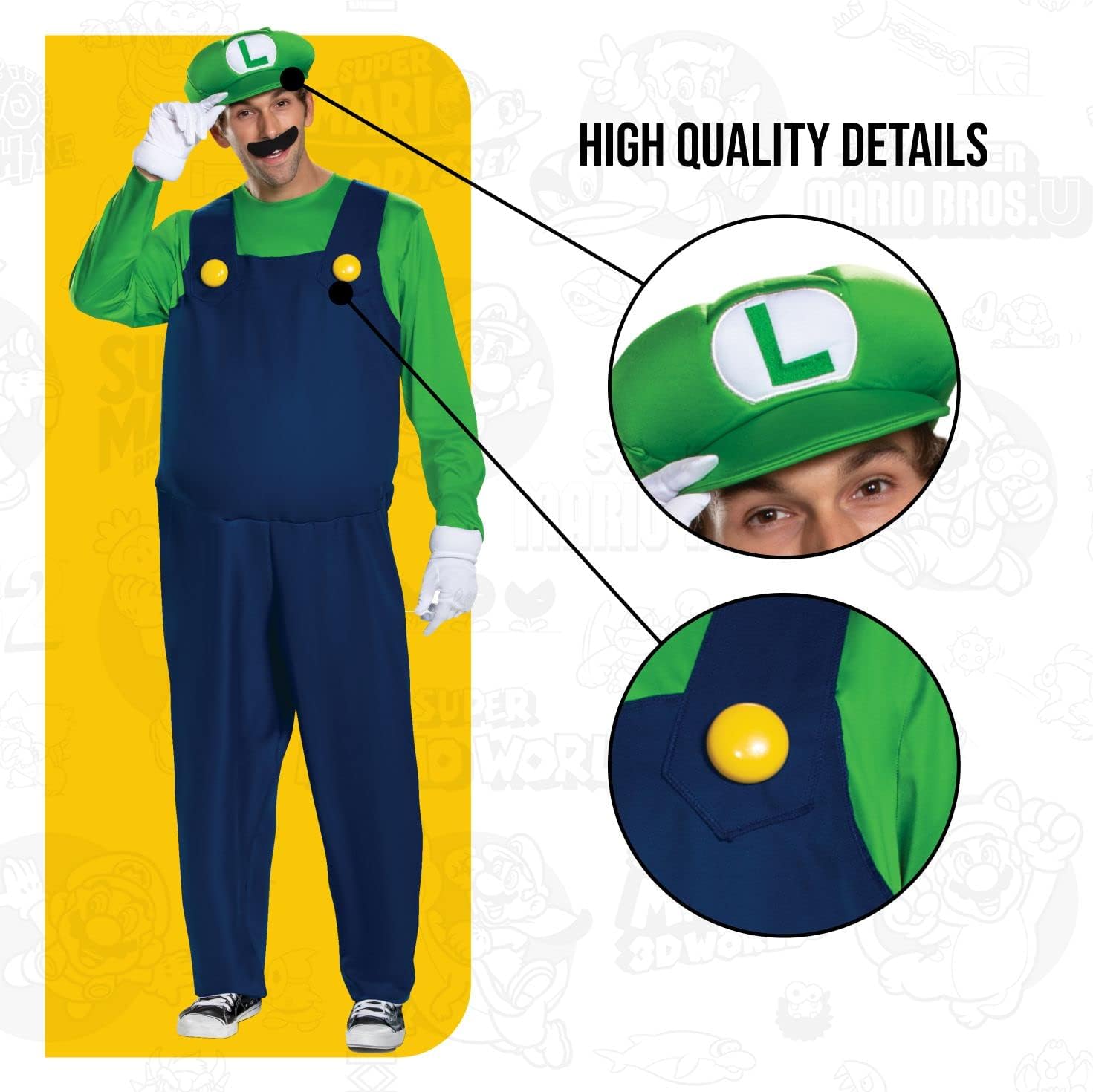 Detalle 2 de Disguise Men's Plus-Size Luigi Costume