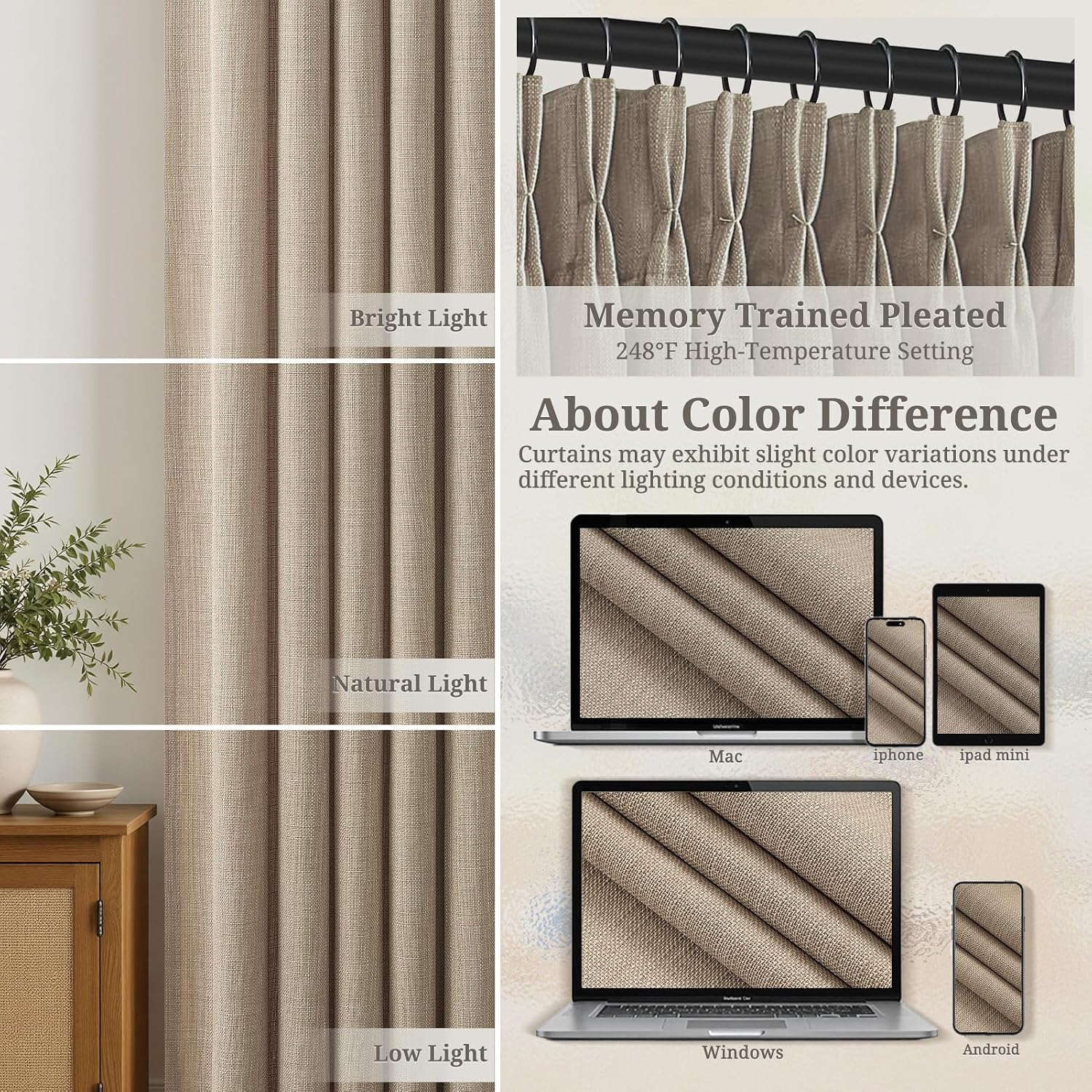 Detalle de Pinch Pleat Sheer Curtains, 95-Inch
