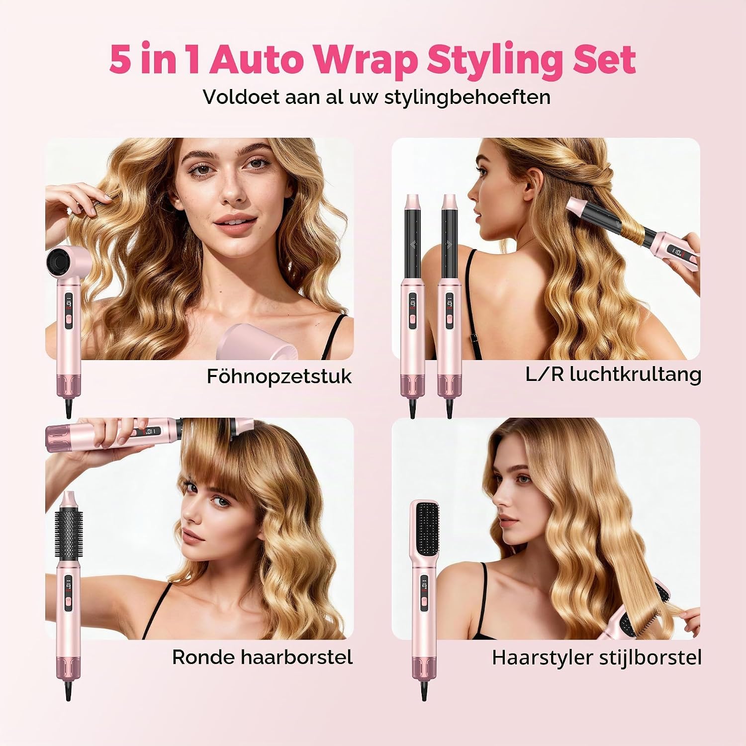 Detalle 2 de Atopskins Styler 5-in-1 heteluchtstyler met lcd-display, 3 warmtestanden en 1000 W