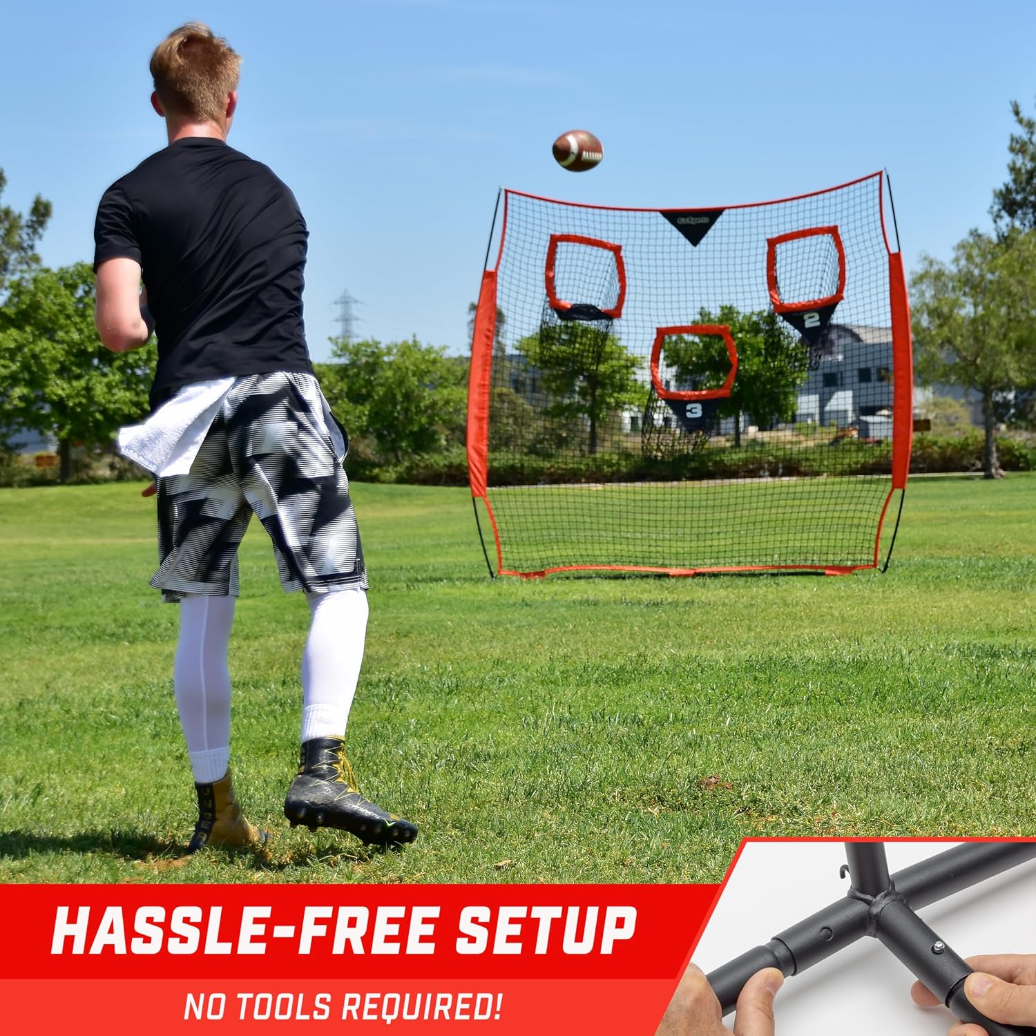 Detalle de GoSports siatka treningowa do rzutów w futbolu amerykańskim 2,4 × 2,4 m
