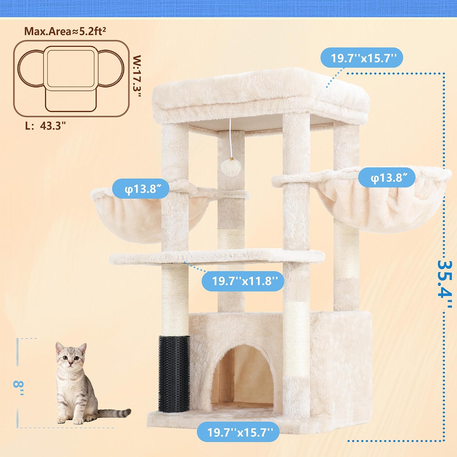 Detalle de Hey-brother Cat Tree 35.4-Inch Tower