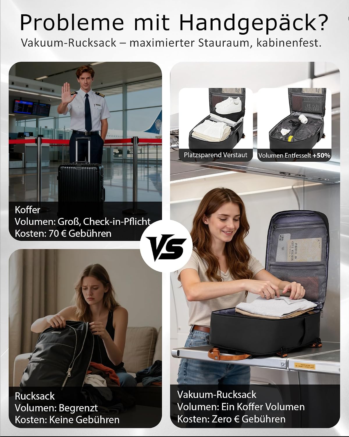 Thumbnail 6 de COOLIFE Vakuum Rucksack Easyjet 45x36x20