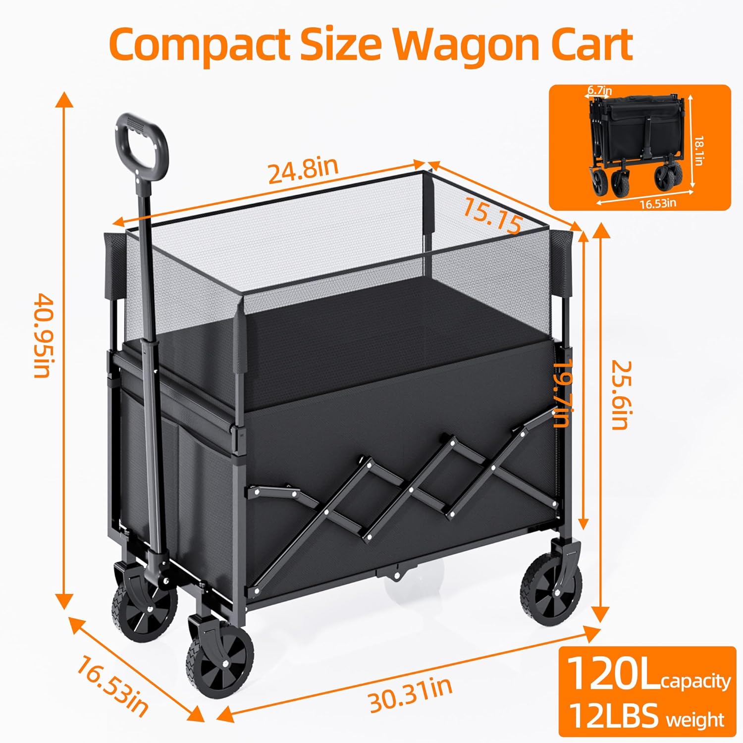 Thumbnail 4 de Carrello pieghevole resistente 120 L, portata 100 kg 🛒