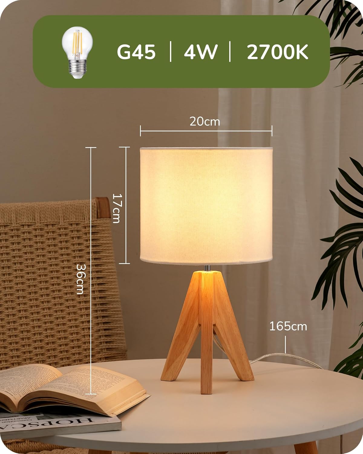Thumbnail 3 de EDISHINE Lámpara de Mesa Vintage, Elegante Dúo LED 🛋