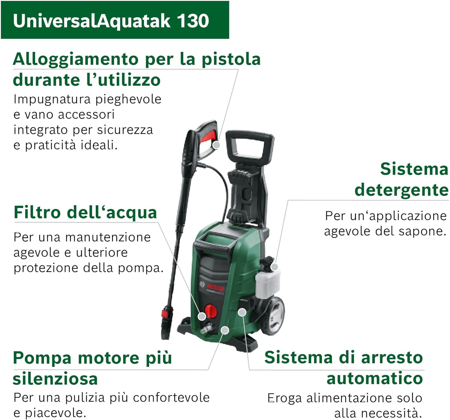 Thumbnail 1 de Bosch UniversalAquatak 130 idropulitrice 1700 W, 130 bar, tubo flessibile da 6 m e 2 ugelli