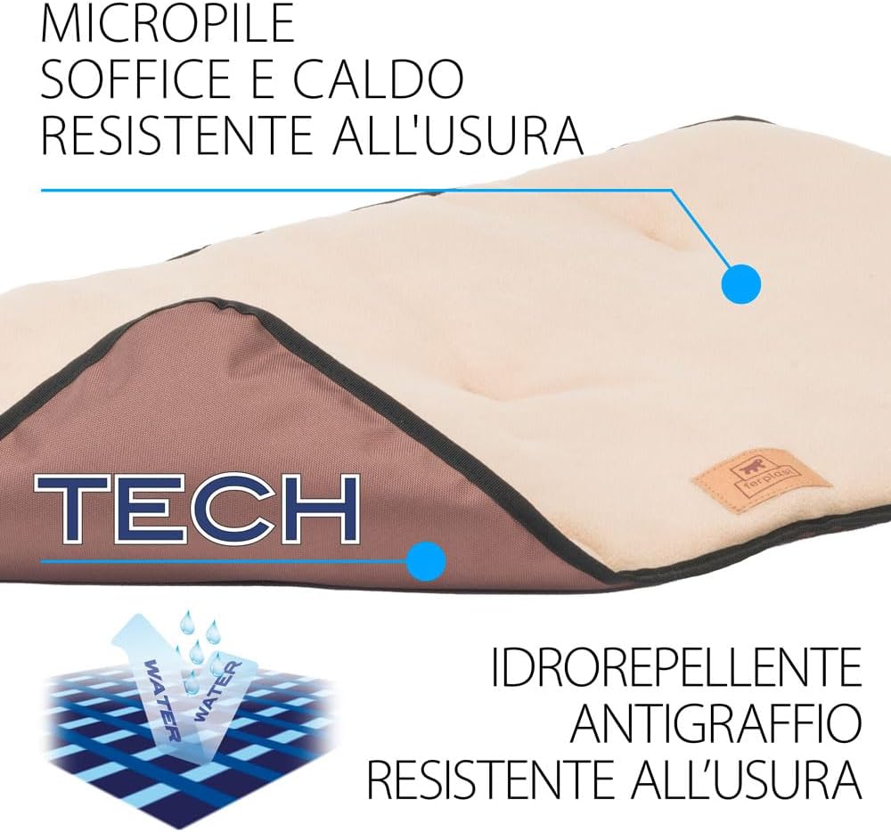 Thumbnail 4 de Ferplast Jolly Microfleece per cani e gatti, cuscino doppio lato anti-graffio e lavabile (108 x 79 cm) Marrone