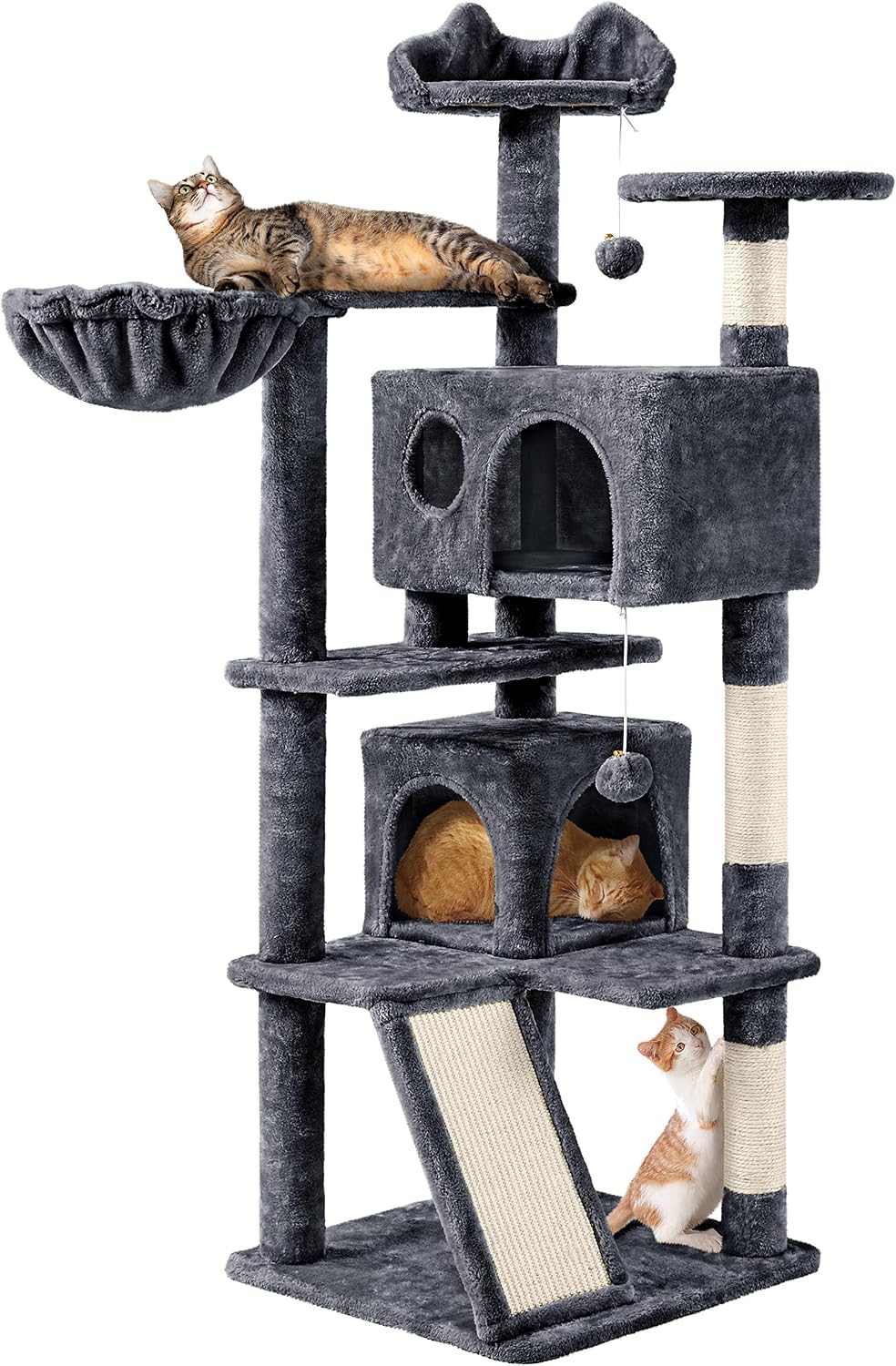 Detalle de Yaheetech Arbre à Chat Multiniveau 145 cm Gris