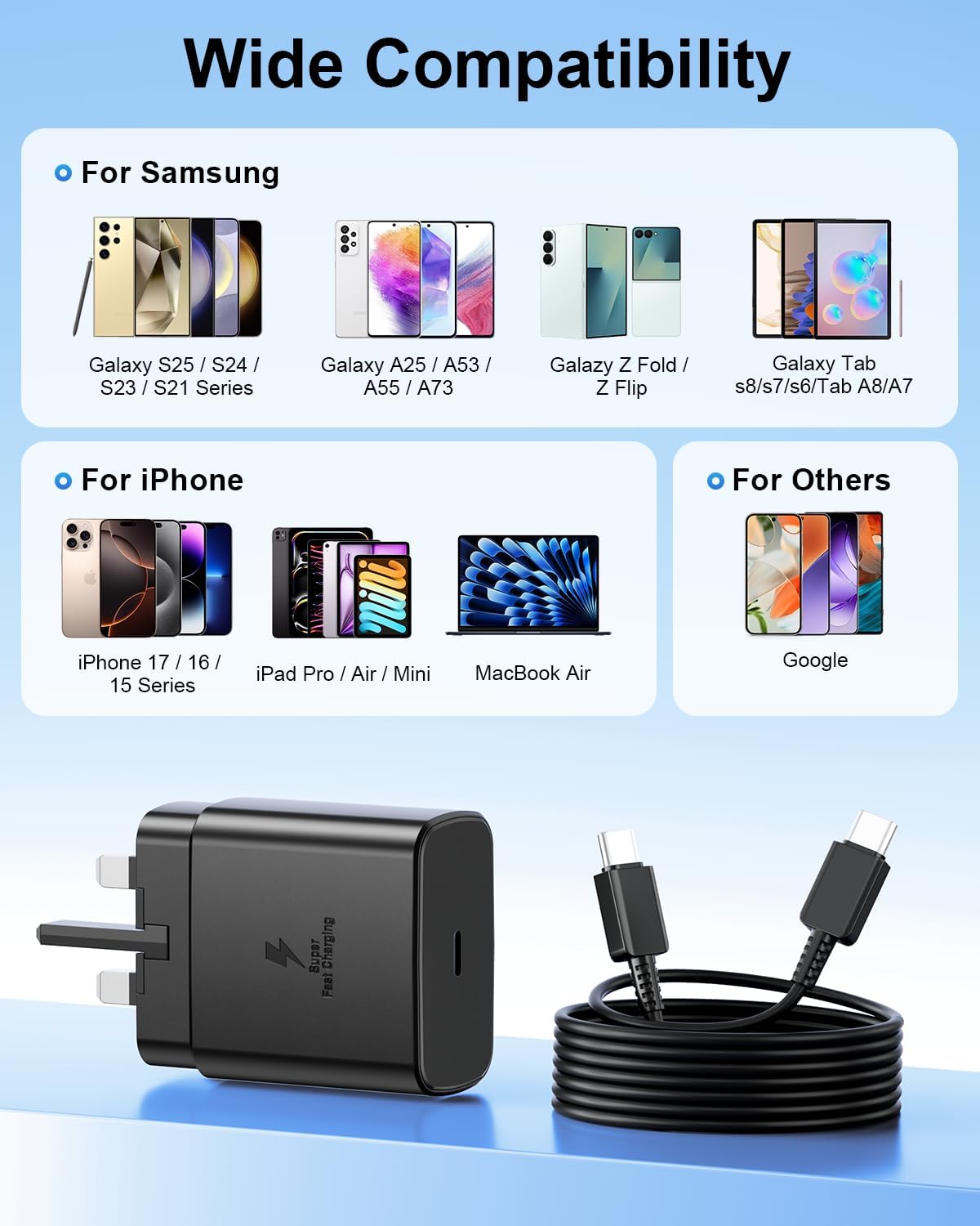 Thumbnail 6 de 45W USB C Charger for Samsung with 2m USB-C Cable – Fast Charge Kit for Galaxy S series