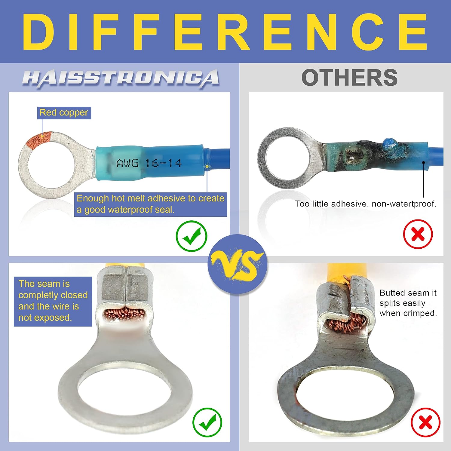 Thumbnail 2 de haisstronica HS 520-Piece Heat Shrink Wire Connectors, 22–10 AWG