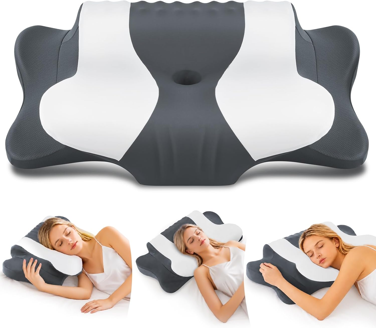 Detalle de DONAMA Cuscino Cervicale Memory Foam Farfalla – Supporto ergonomico per collo, spalle e testa