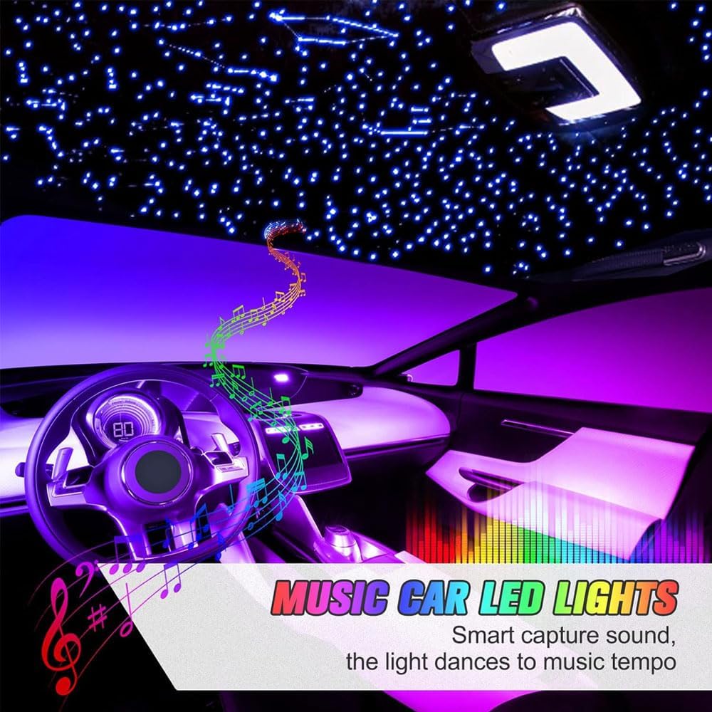 Detalle de Twinkle Starlight Headliner Light Kit (32W, 1000pcs LEDs, 13.1ft) — APP/Remote Control for Car, Home, Party