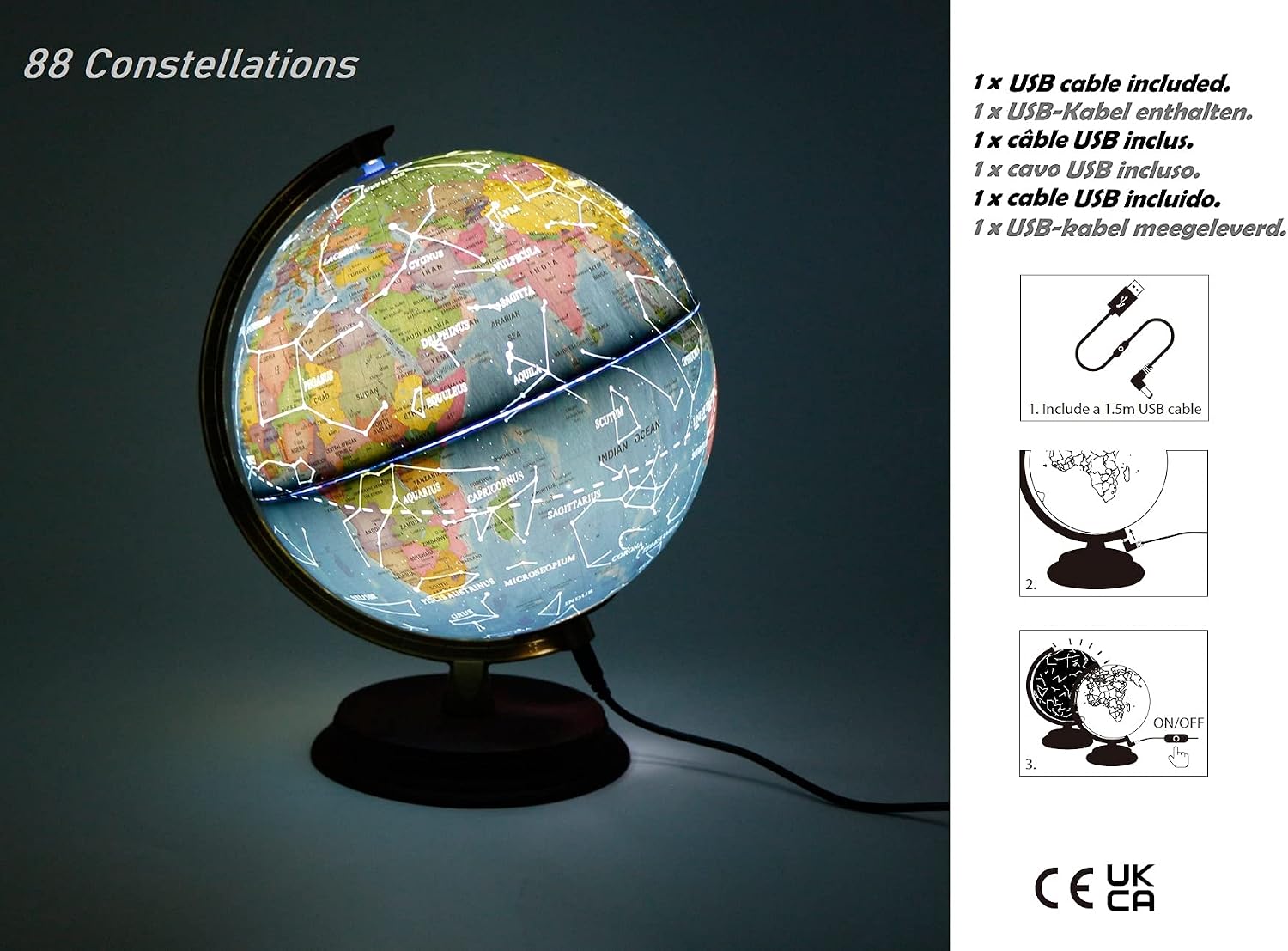 Detalle de Exerz mappamondo illuminato 20 cm