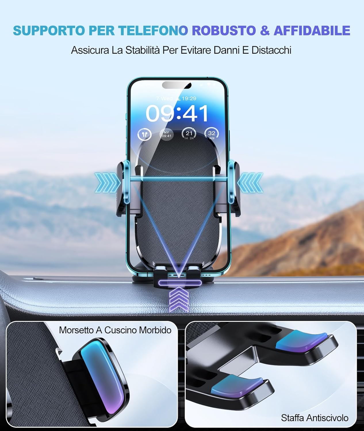 Thumbnail 5 de CIRYCASE Porta Cellulare Auto con ventosa extra-larga 360° ruotabile per smartphone 4–7