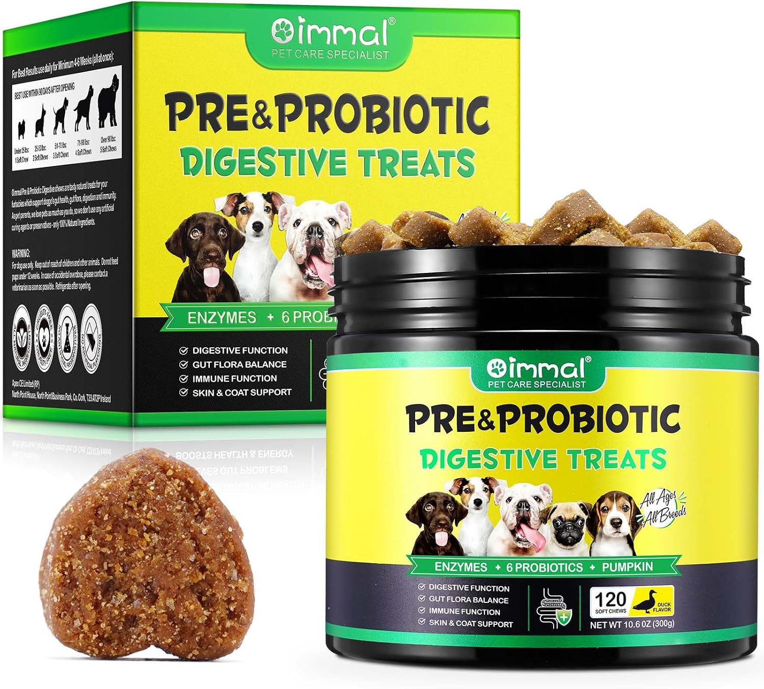 Detalle de Probiotische Kausnacks für Hunde – Verdauung, Haut & Immunität, 120 Stück (Entenaroma) – 300 g