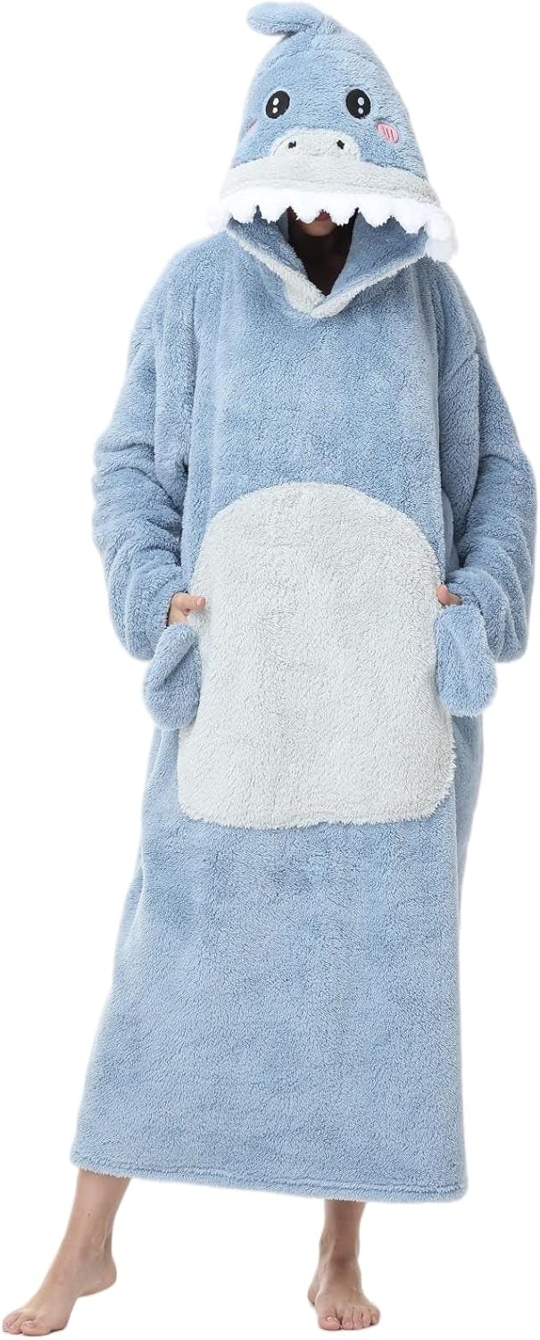 Detalle de Chuangminghangqi Kuscheldecke zum Anziehen mit Ärmeln und Kapuze – Oversized Hoodie Decke für Winter (Unisex)
