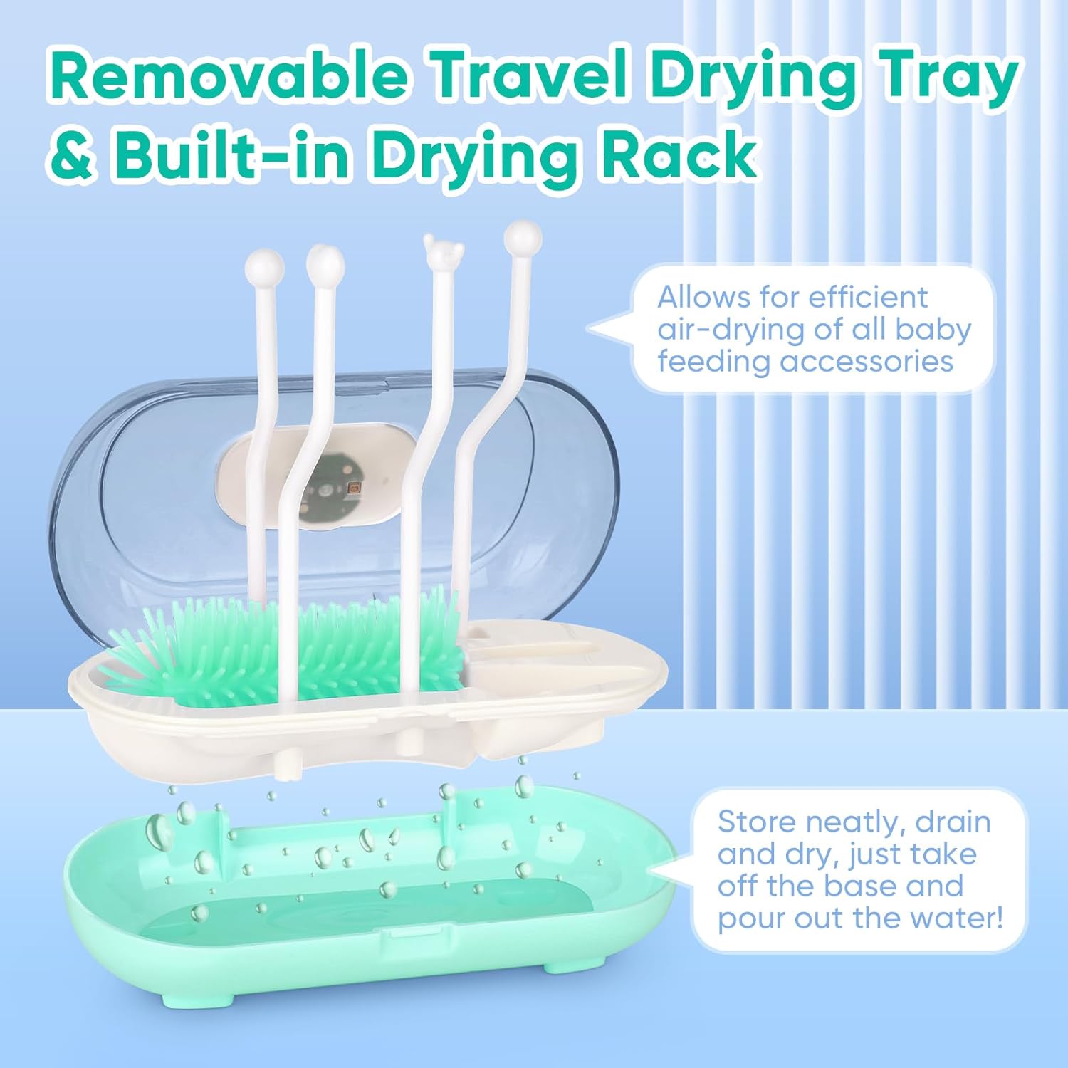 Detalle de Maypott 6-in-1 Baby Bottle Brush Set with Silicone Heads for Travel
