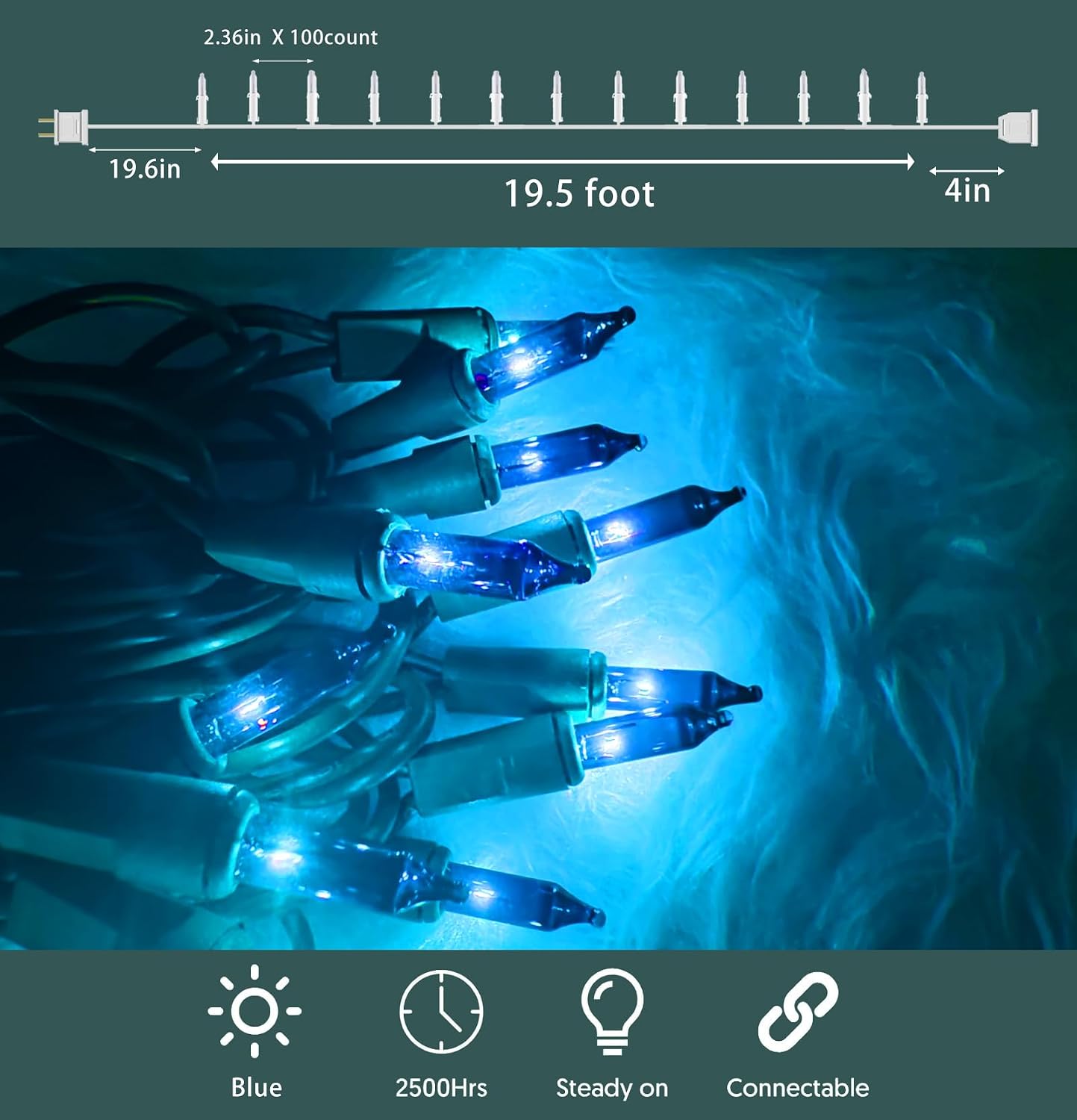 Detalle 2 de HISHINY Christmas String Lights, 21 Feet