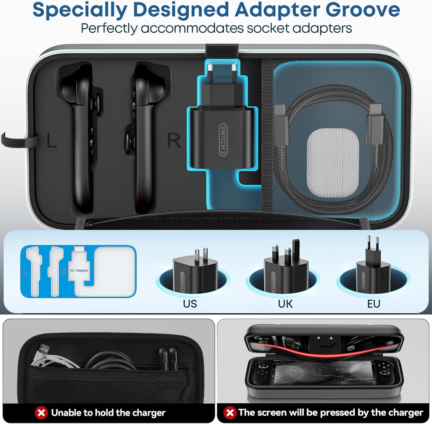 Thumbnail 1 de OIVO Switch 2 Tasche (große Tragetasche) für Nintendo Switch 2 – harte Hülle mit Platz für Joy-Con, Netzteil & bis zu 24 Spiele, Weiß