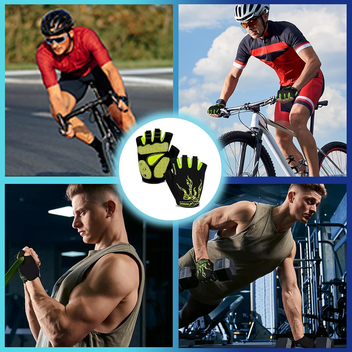 Thumbnail 4 de BIKINGMOREOK Fahrradhandschuhe Halbfinger – atmungsaktiv, rutschfest und stoßdämpfend mit 5 mm Gel